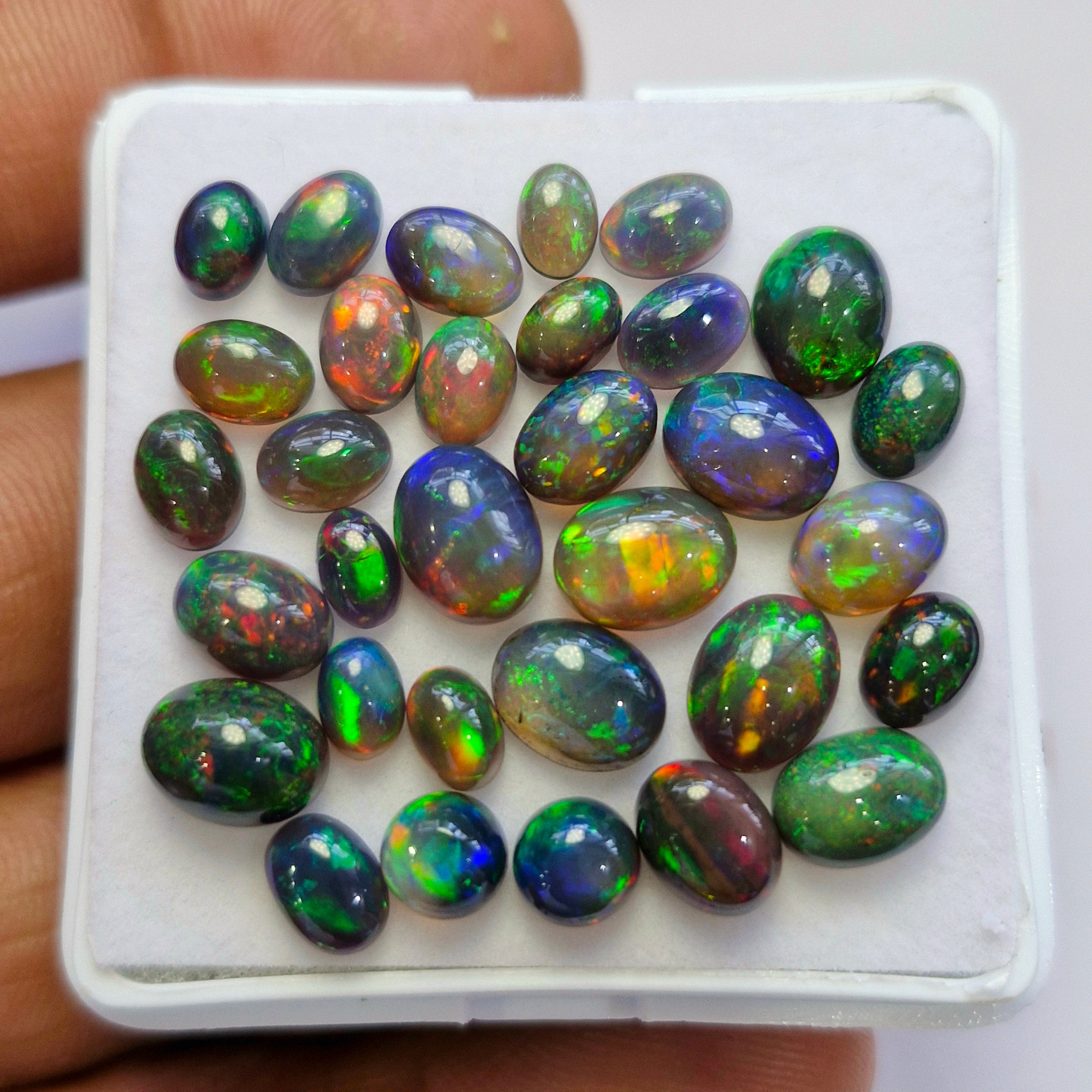 32 pcs of  Ethiopian Black Smoked Opal Mix Shape | 23.5Cts | 6mm to 9mm size