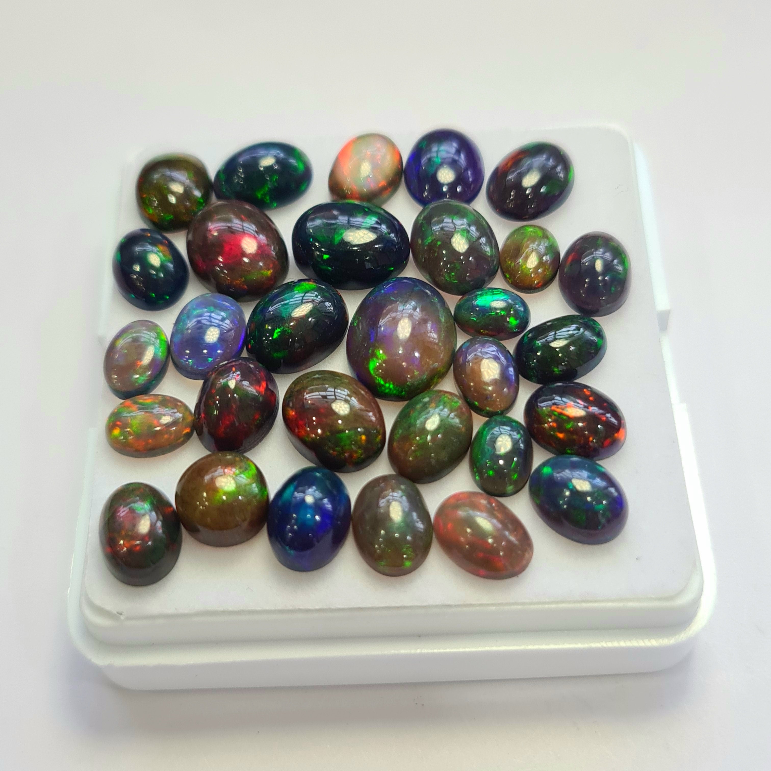 30 pcs of  Ethiopian Black Smoked Opal Oval Shape | 28Cts | 6mm to 11mm size