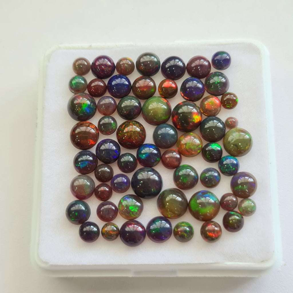 58 pcs of  Ethiopian Black Smoked Opal Round Shape | 16.8Cts | 3mm to 6mm size