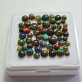 54 pcs of  Ethiopian Black Smoked Opal Round Shape | 15Cts | 3mm to 6mm size