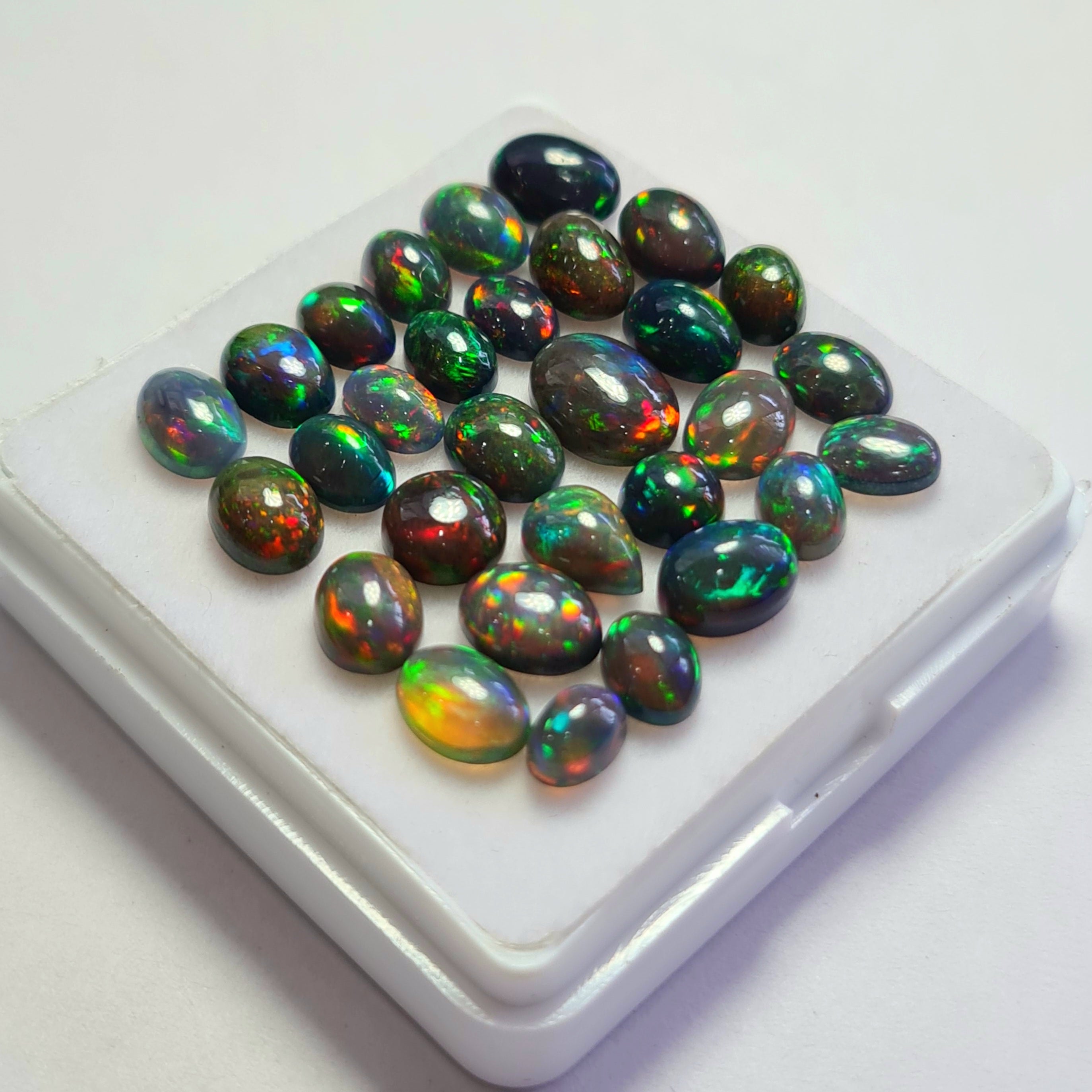 30 pcs of  Ethiopian Black Smoked Opal Mix Shape | 21.5Cts | 6mm to 10mm size