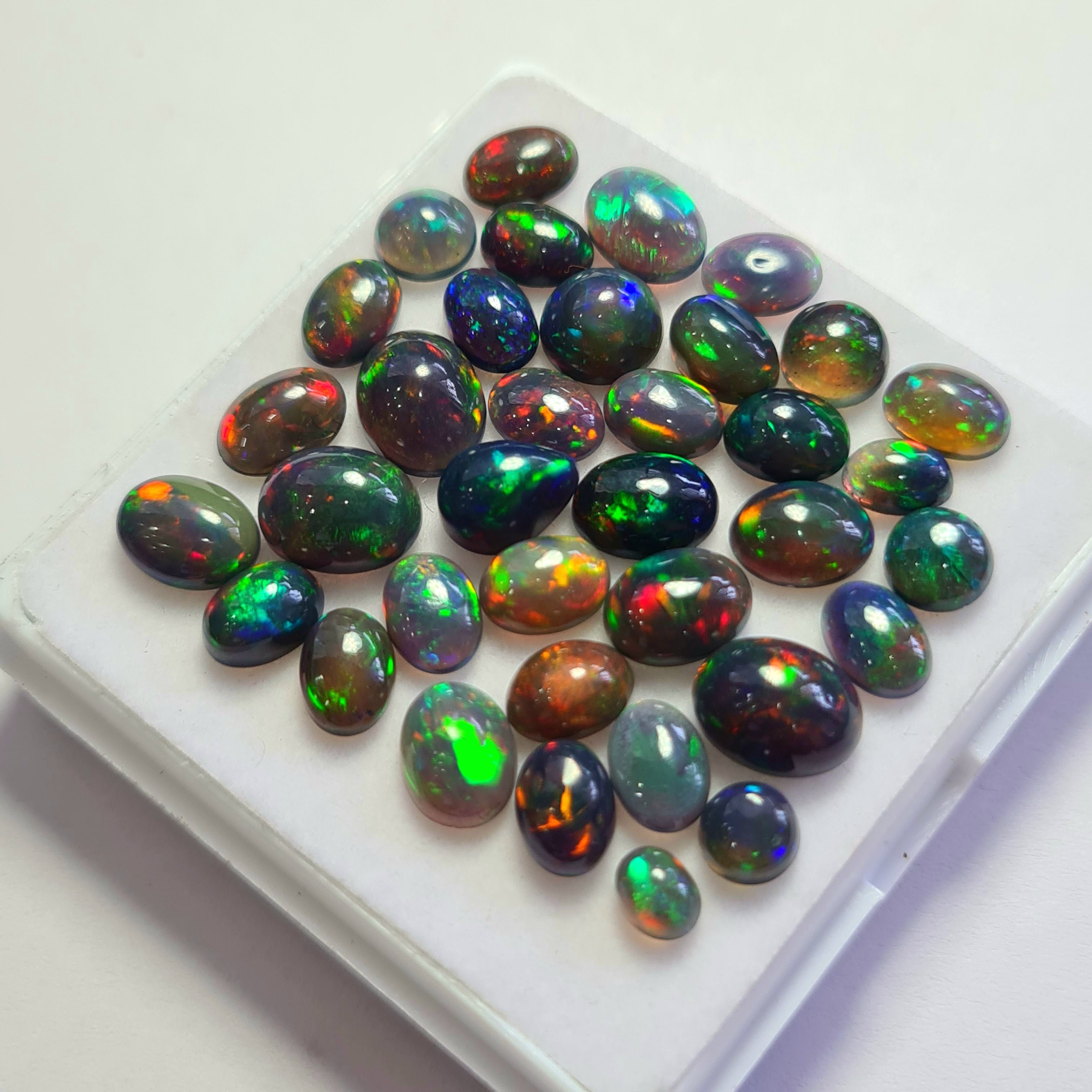 36 pcs of  Ethiopian Black Smoked Opal Mix Shape | 22.1Cts | 5mm to 9mm size