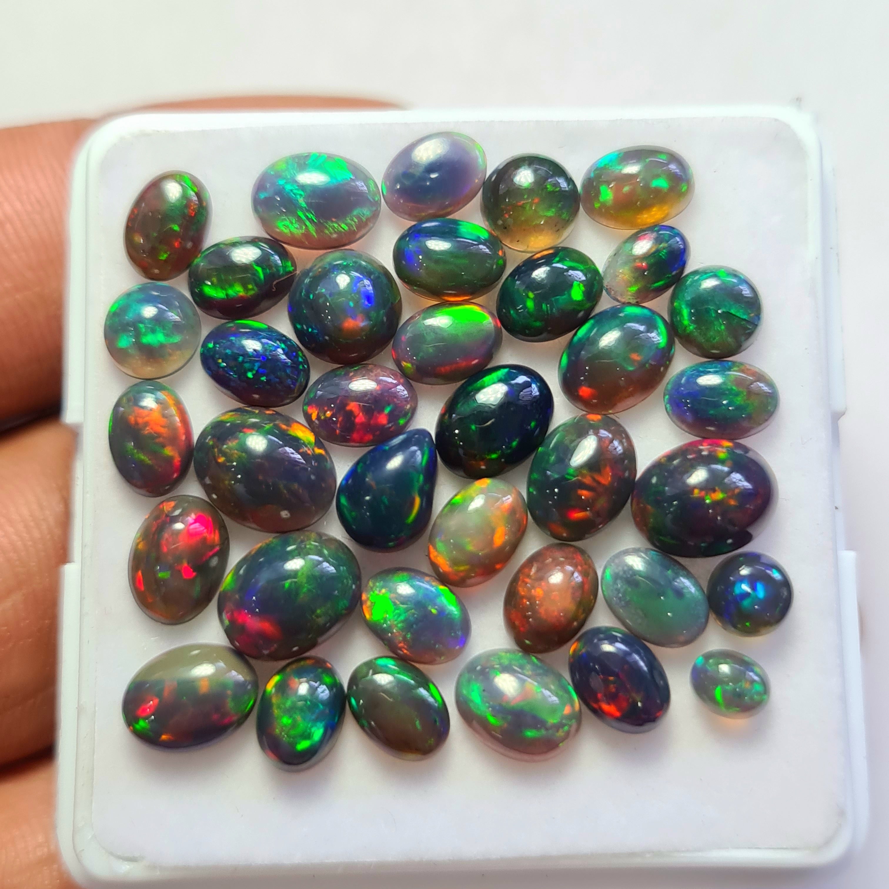 36 pcs of  Ethiopian Black Smoked Opal Mix Shape | 22.1Cts | 5mm to 9mm size