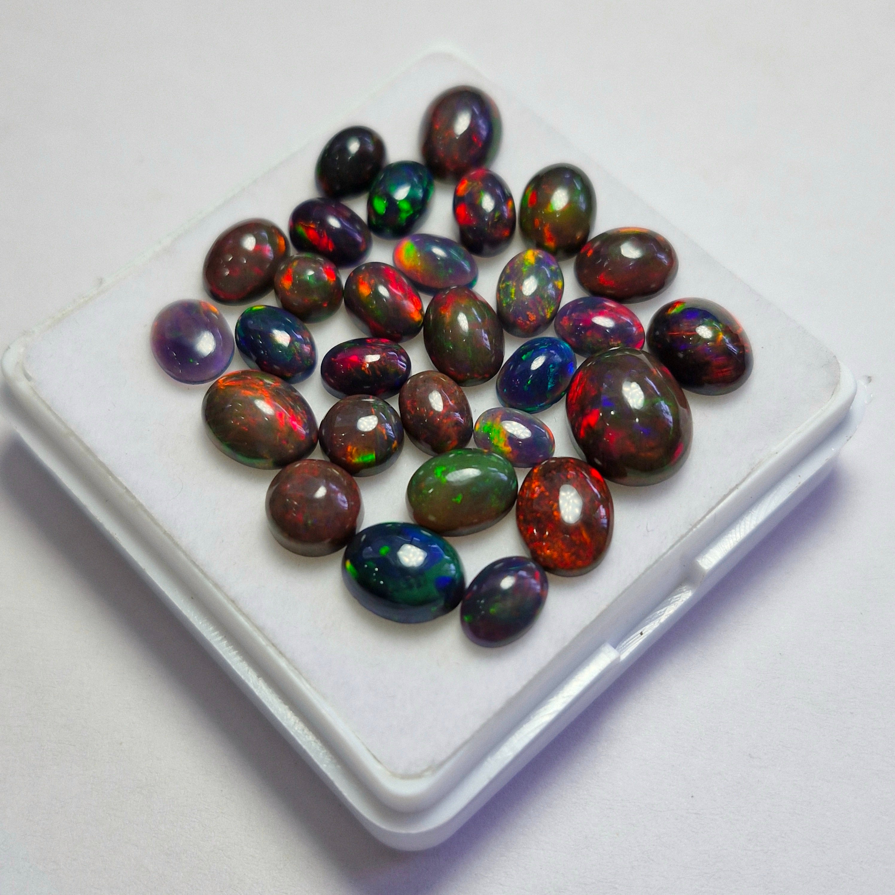 29 pcs of  Ethiopian Black Smoked Opal Mix Shape | 22.8Cts | 5mm to 11mm size
