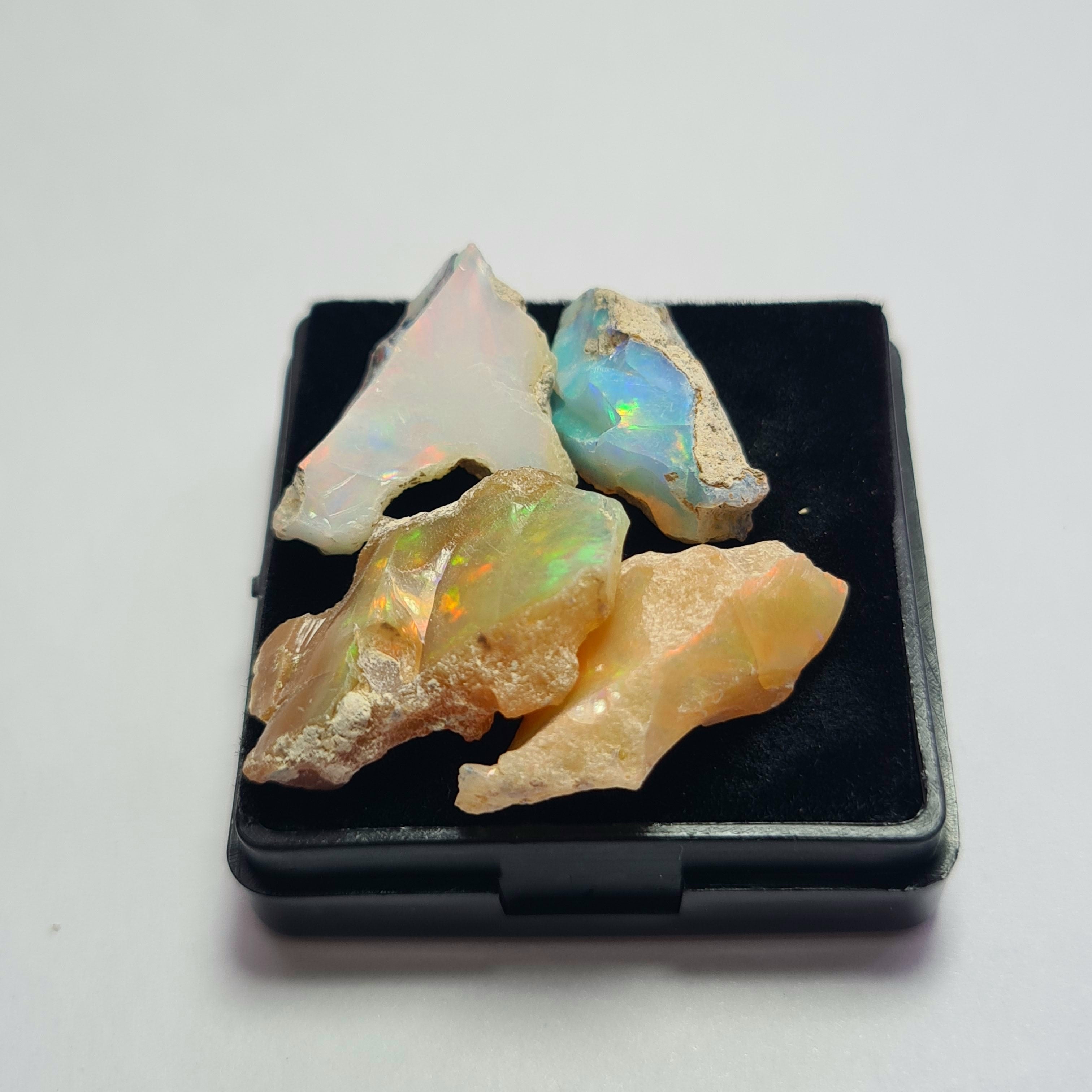 4 Pcs Natural Ethiopian  Opal Rough | Size: 19-26mm