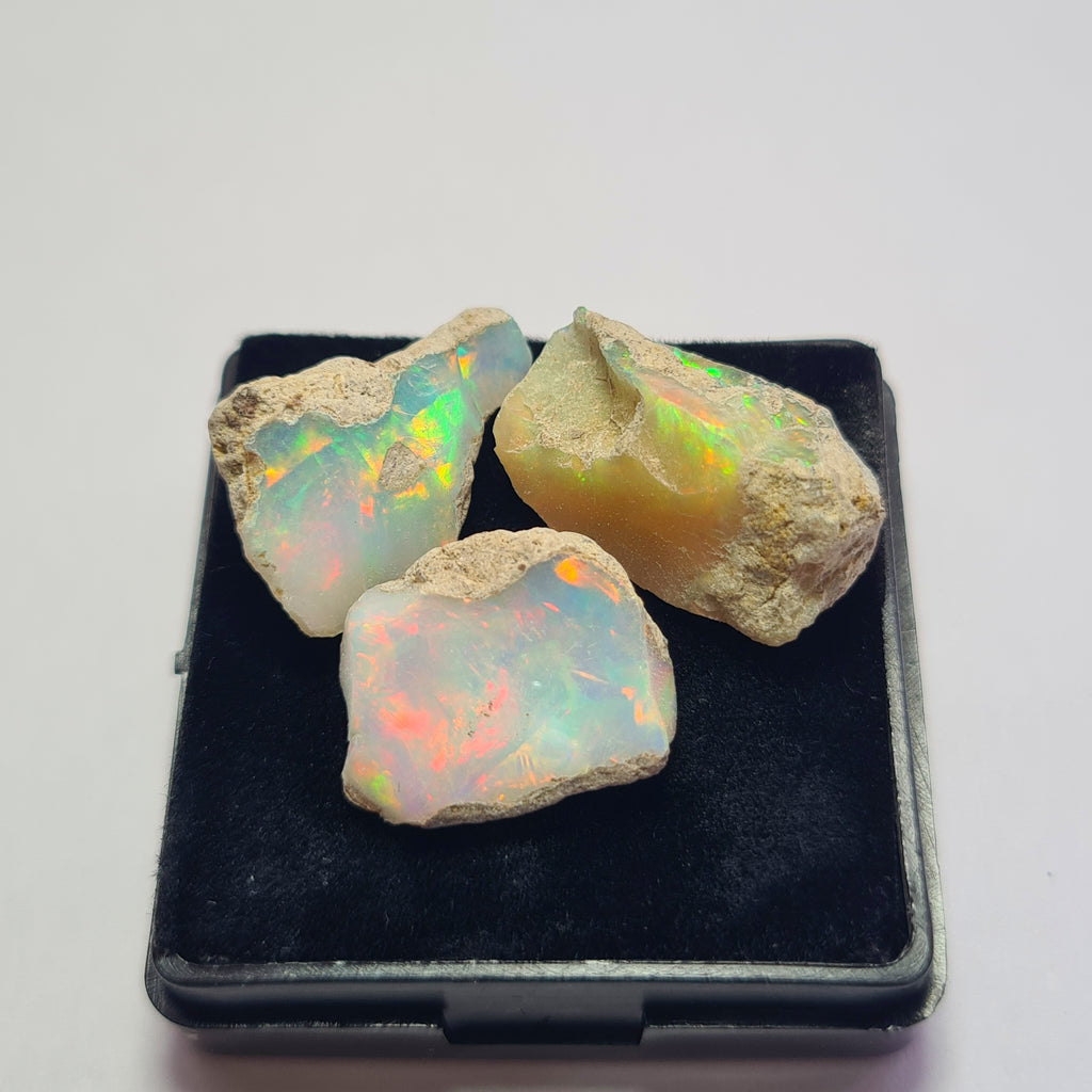 3 Pcs Natural Ethiopian  Opal Rough | Size: 18-21mm