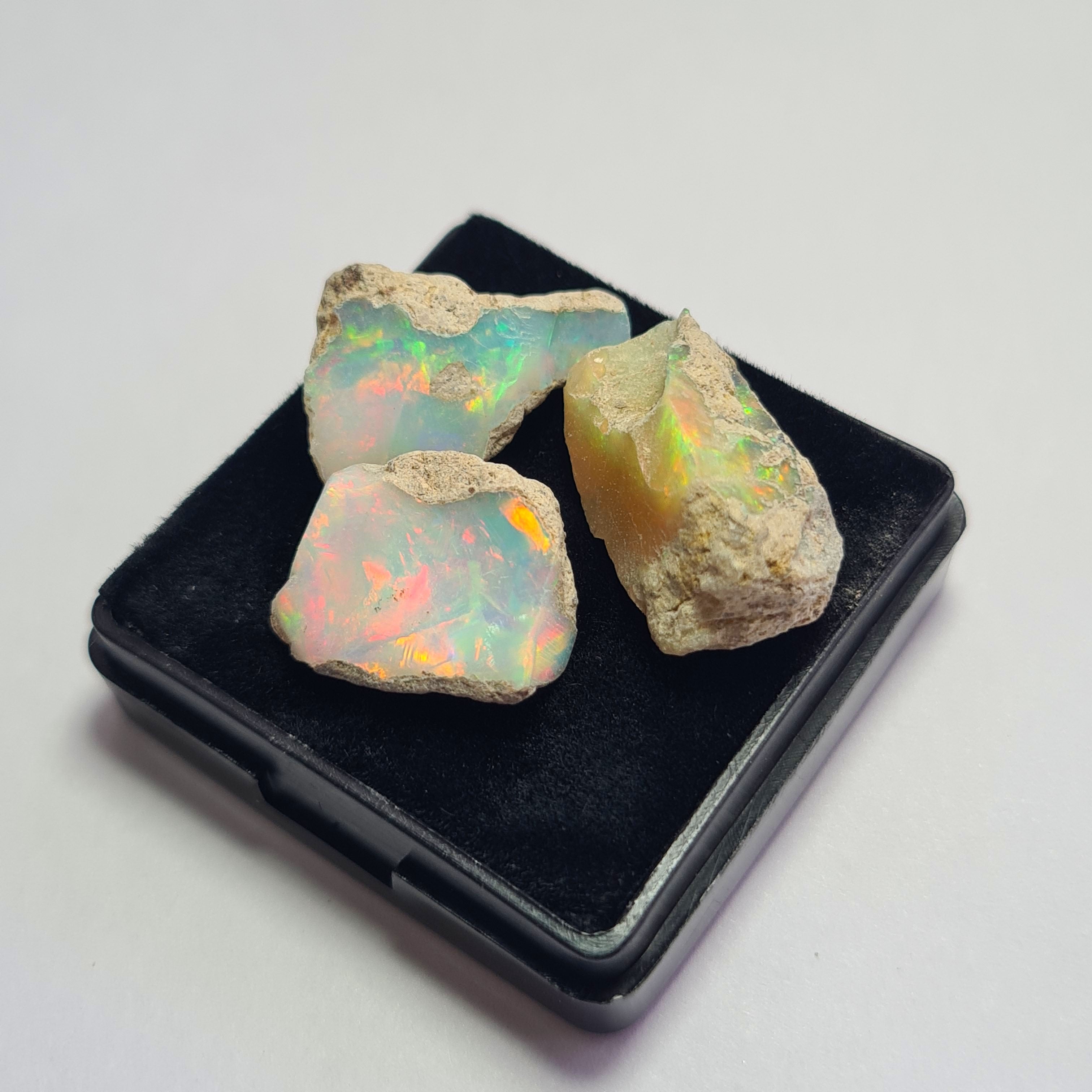 3 Pcs Natural Ethiopian  Opal Rough | Size: 18-21mm