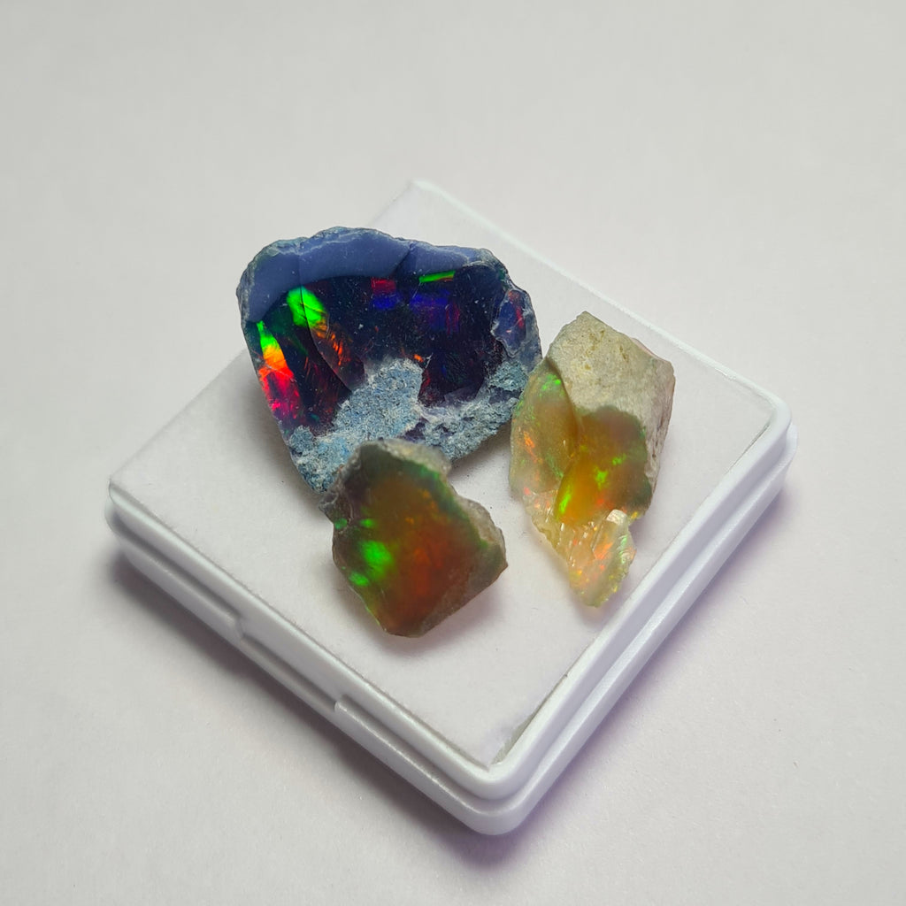 3 Pcs Natural Black Opal Rough | Size: 13-21mm