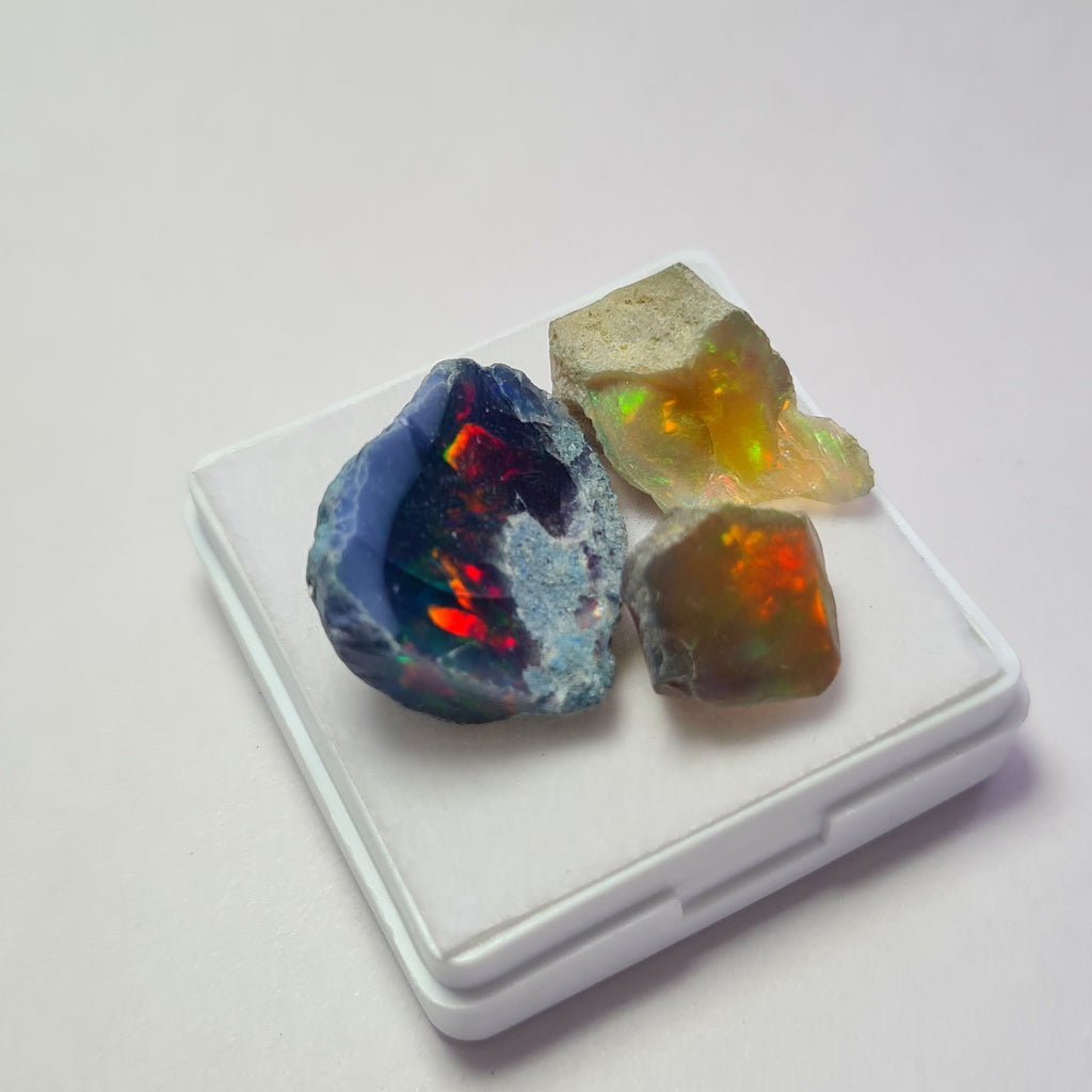 3 Pcs Natural Black Opal Rough | Size: 13-21mm