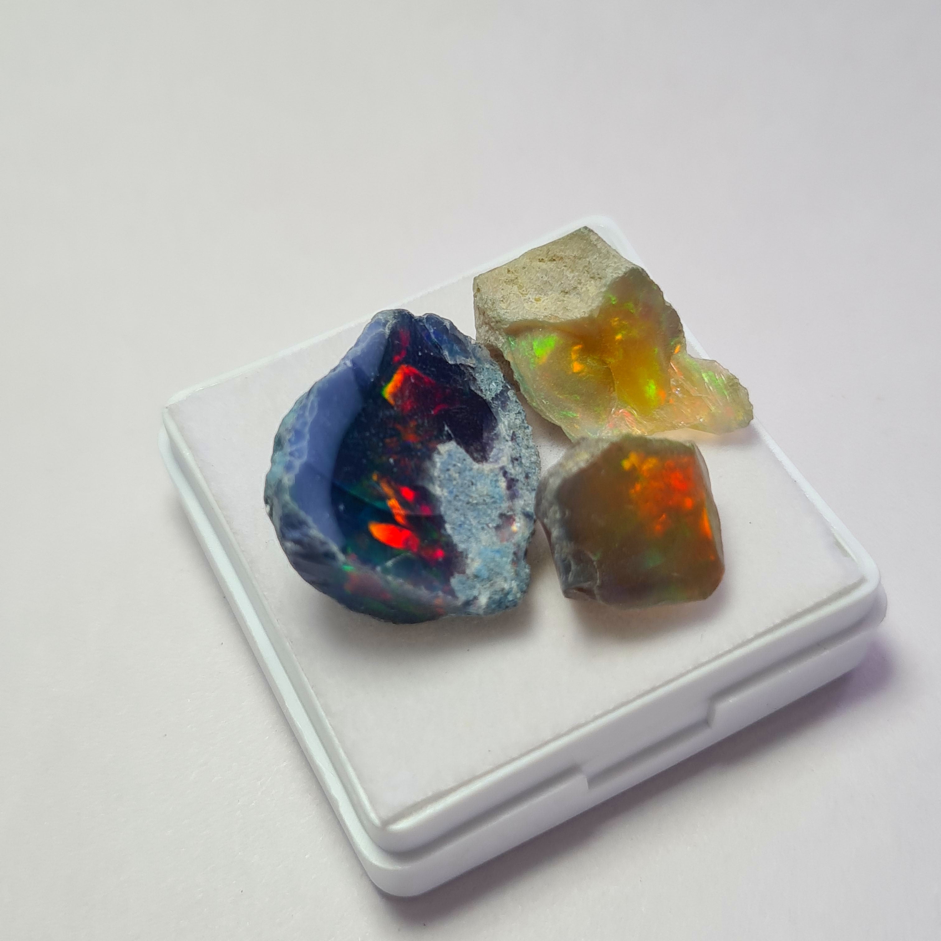 3 Pcs Natural Black Opal Rough | Size: 13-21mm