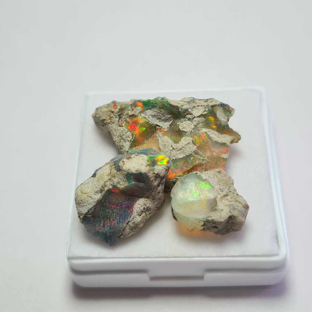 3 Pcs Natural Black Opal Rough | Size: 14-31mm