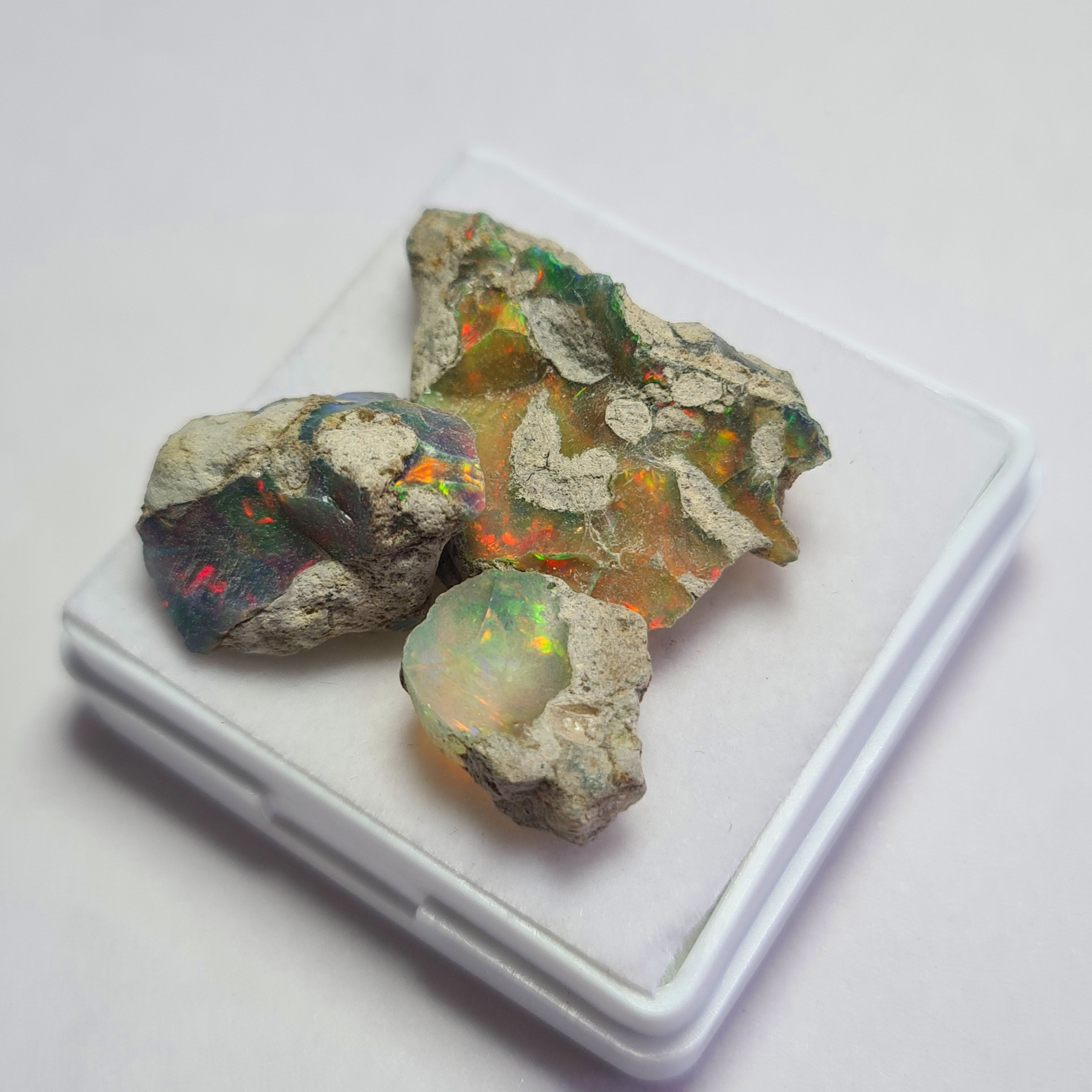 3 Pcs Natural Black Opal Rough | Size: 14-31mm