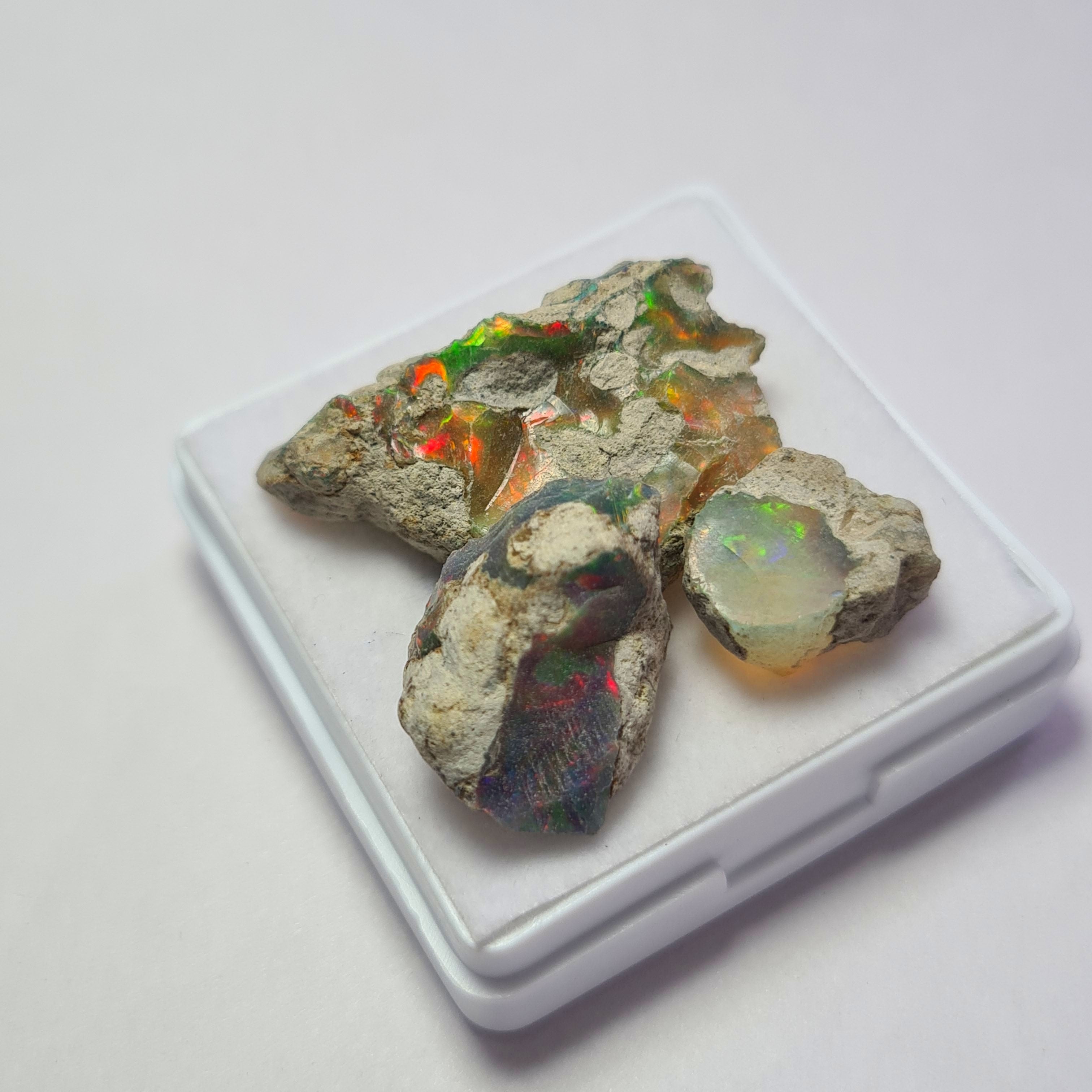 3 Pcs Natural Black Opal Rough | Size: 14-31mm
