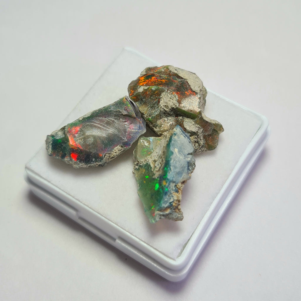 3 Pcs Natural Black Opal Rough | Size: 19-23mm