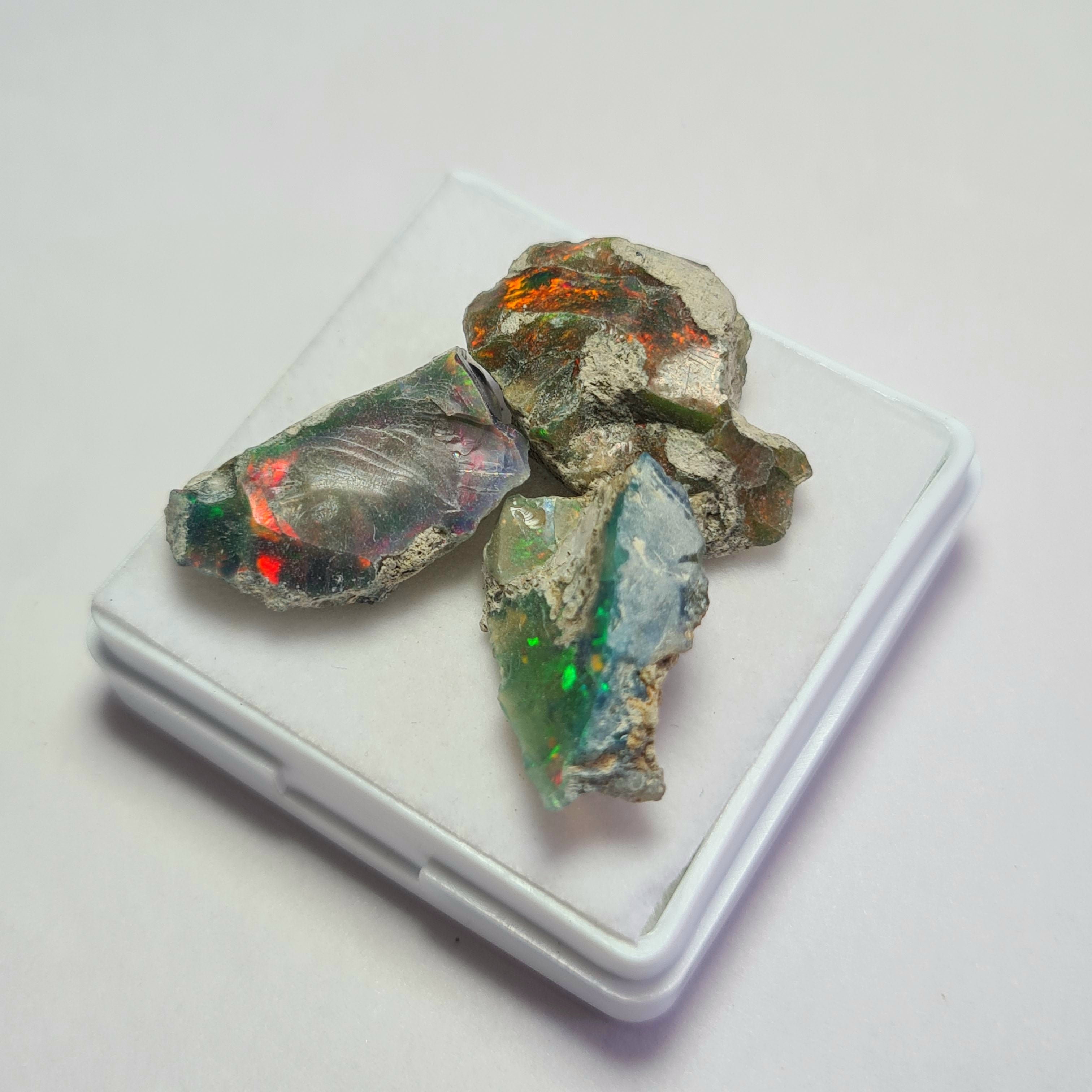 3 Pcs Natural Black Opal Rough | Size: 19-23mm