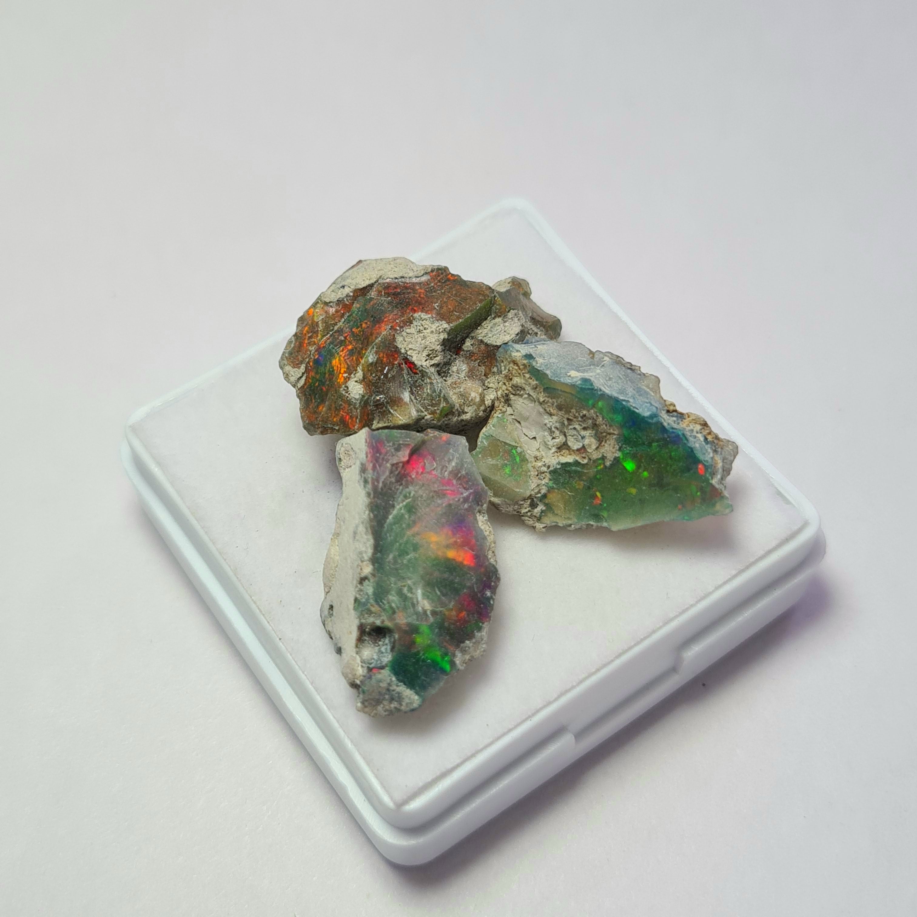 3 Pcs Natural Black Opal Rough | Size: 19-23mm