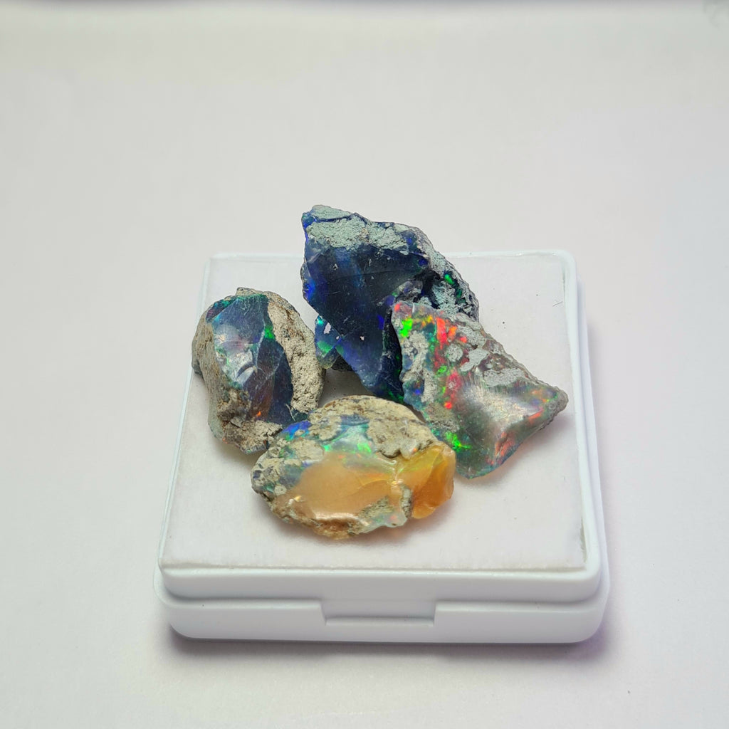 4 Pcs Natural Black Opal Rough | Size: 17-22mm