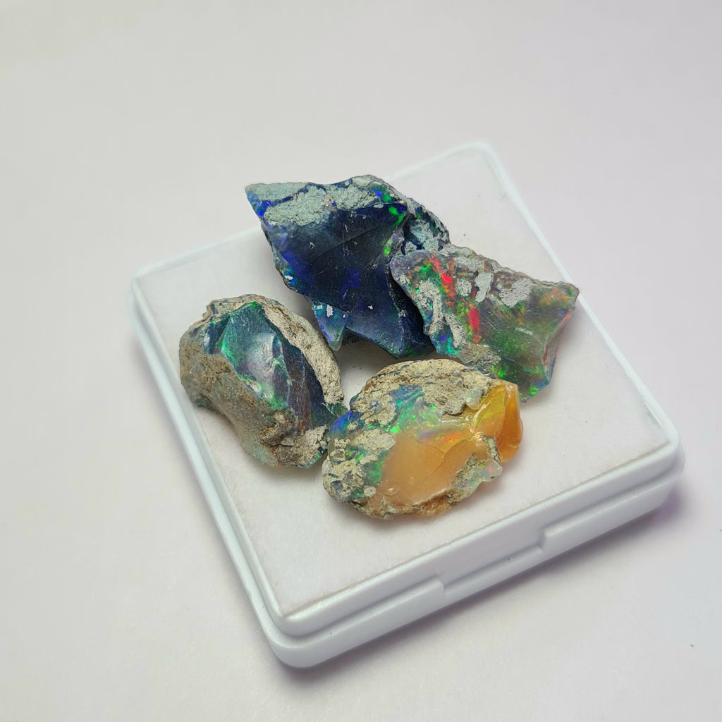 4 Pcs Natural Black Opal Rough | Size: 17-22mm