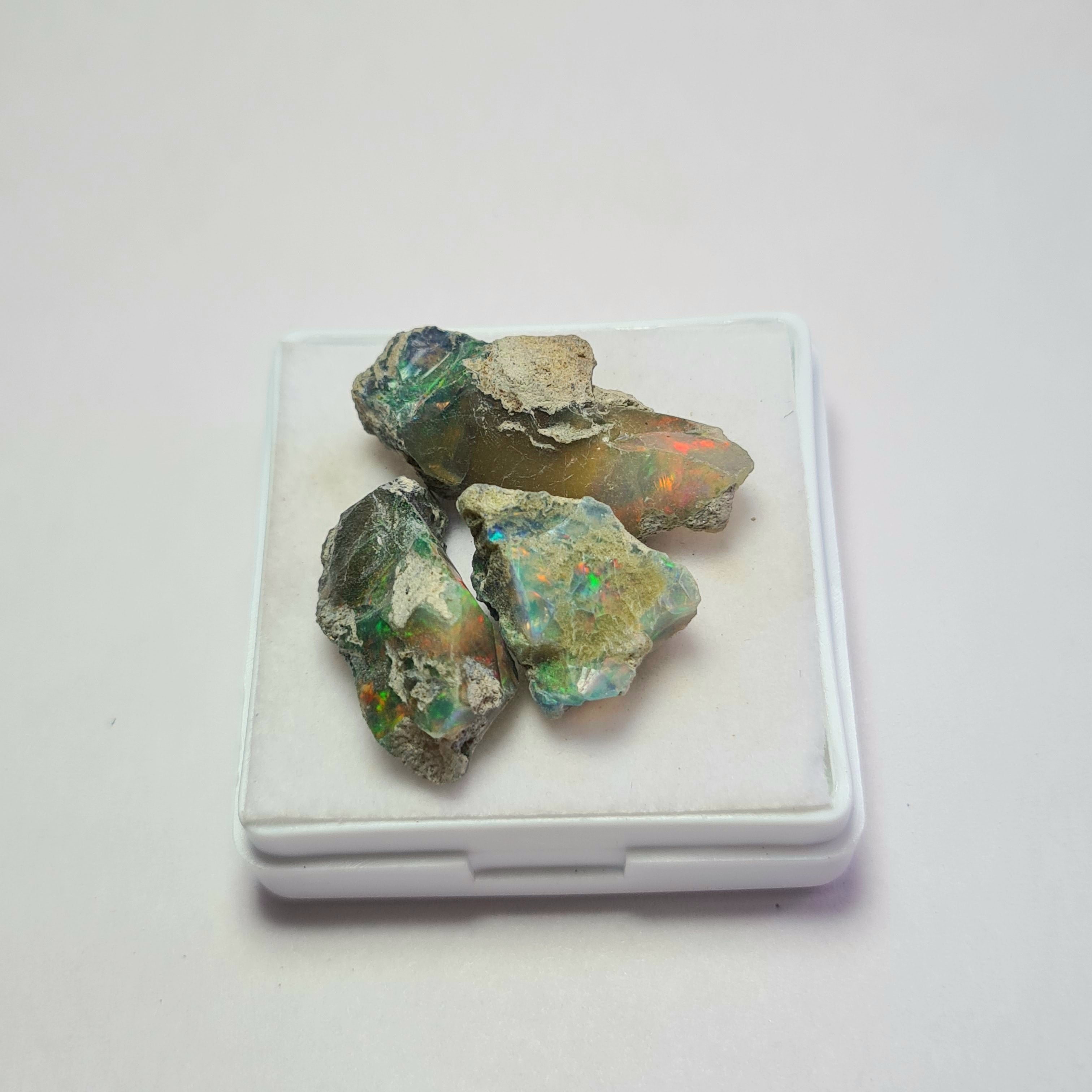 3 Pcs Natural Black Opal Rough | Size: 16-28mm