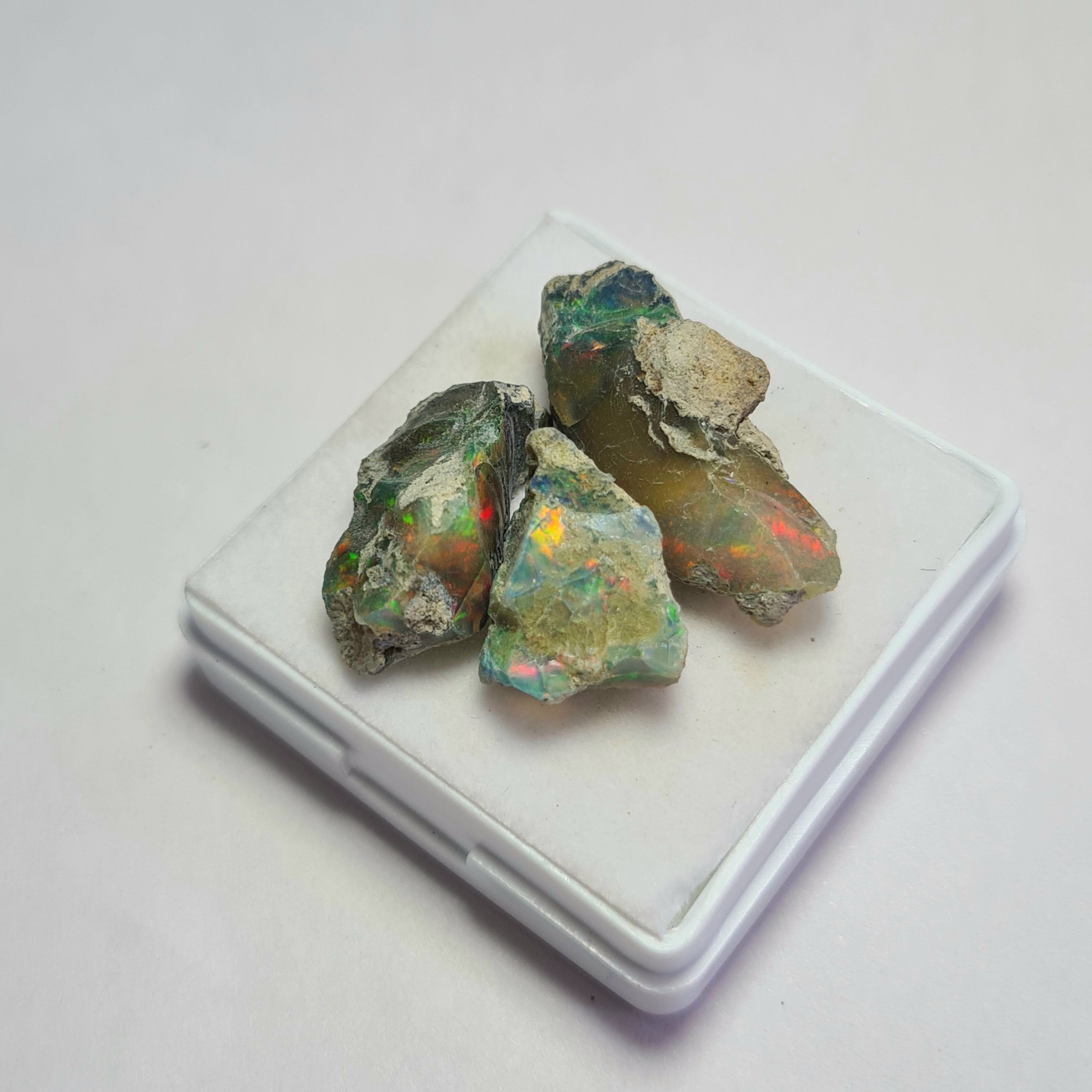 3 Pcs Natural Black Opal Rough | Size: 16-28mm