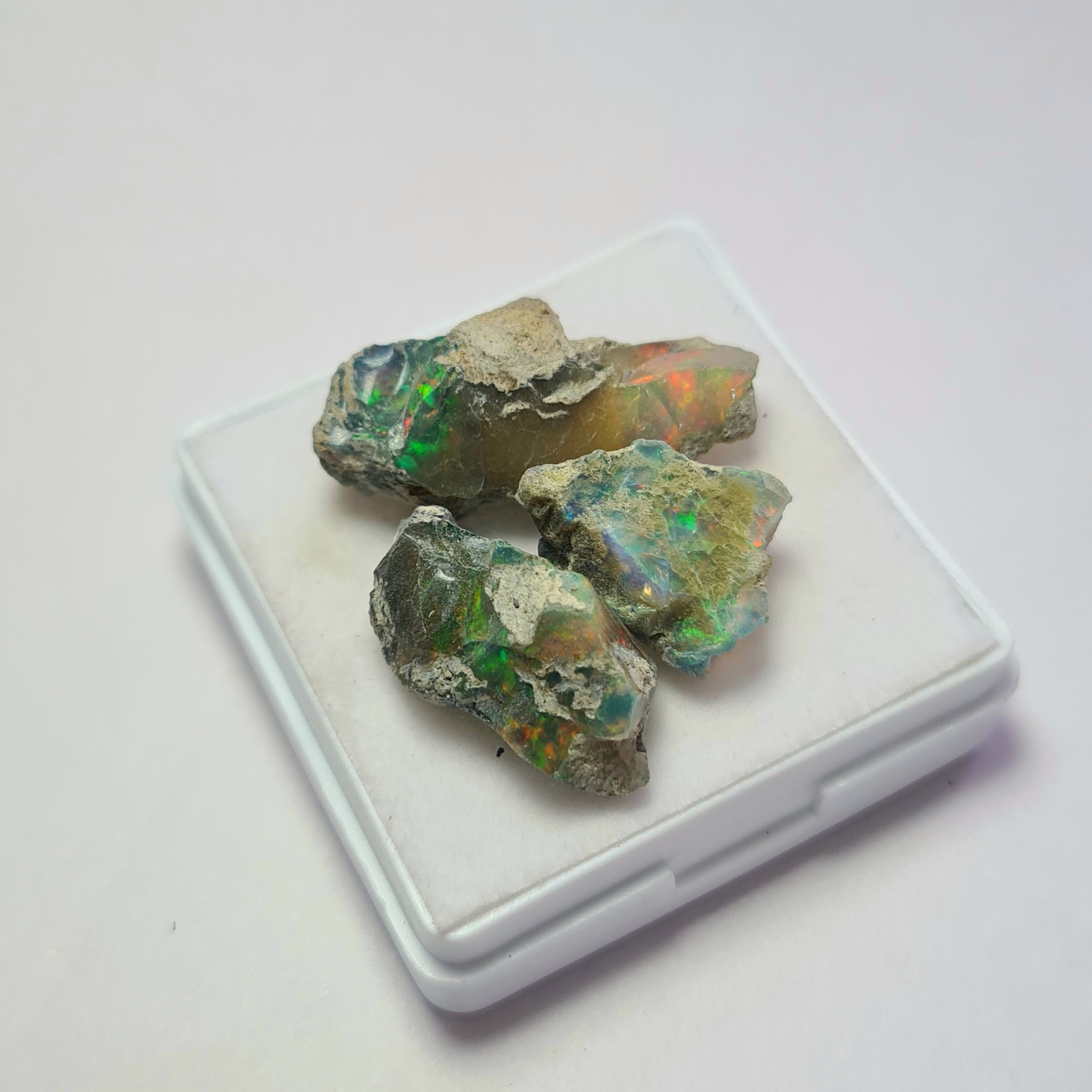 3 Pcs Natural Black Opal Rough | Size: 16-28mm