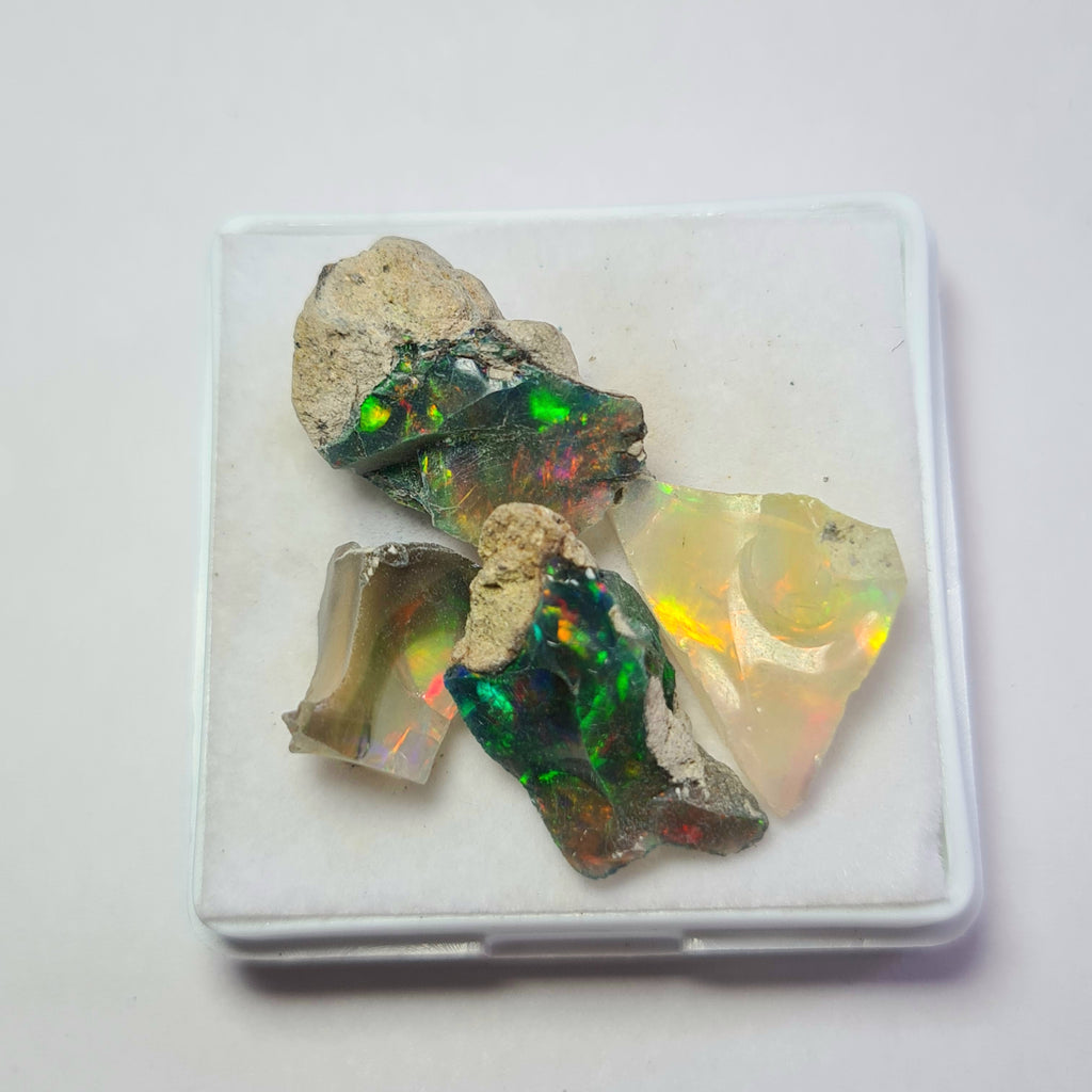 4 Pcs Natural Black Opal Rough | Size: 12-21mm