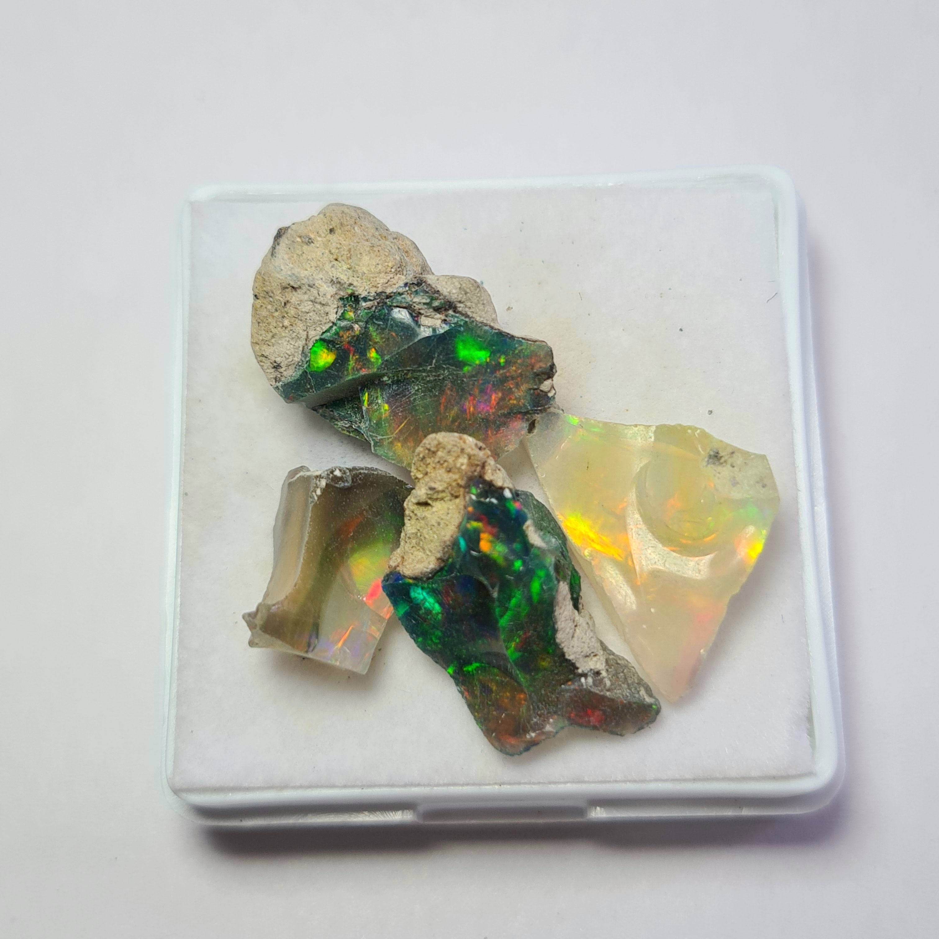 4 Pcs Natural Black Opal Rough | Size: 12-21mm