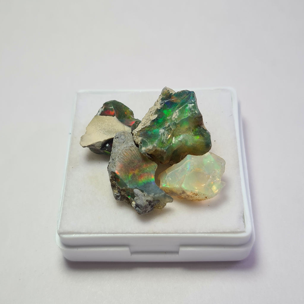 4 Pcs Natural Black Opal Rough | Size: 14-18mm