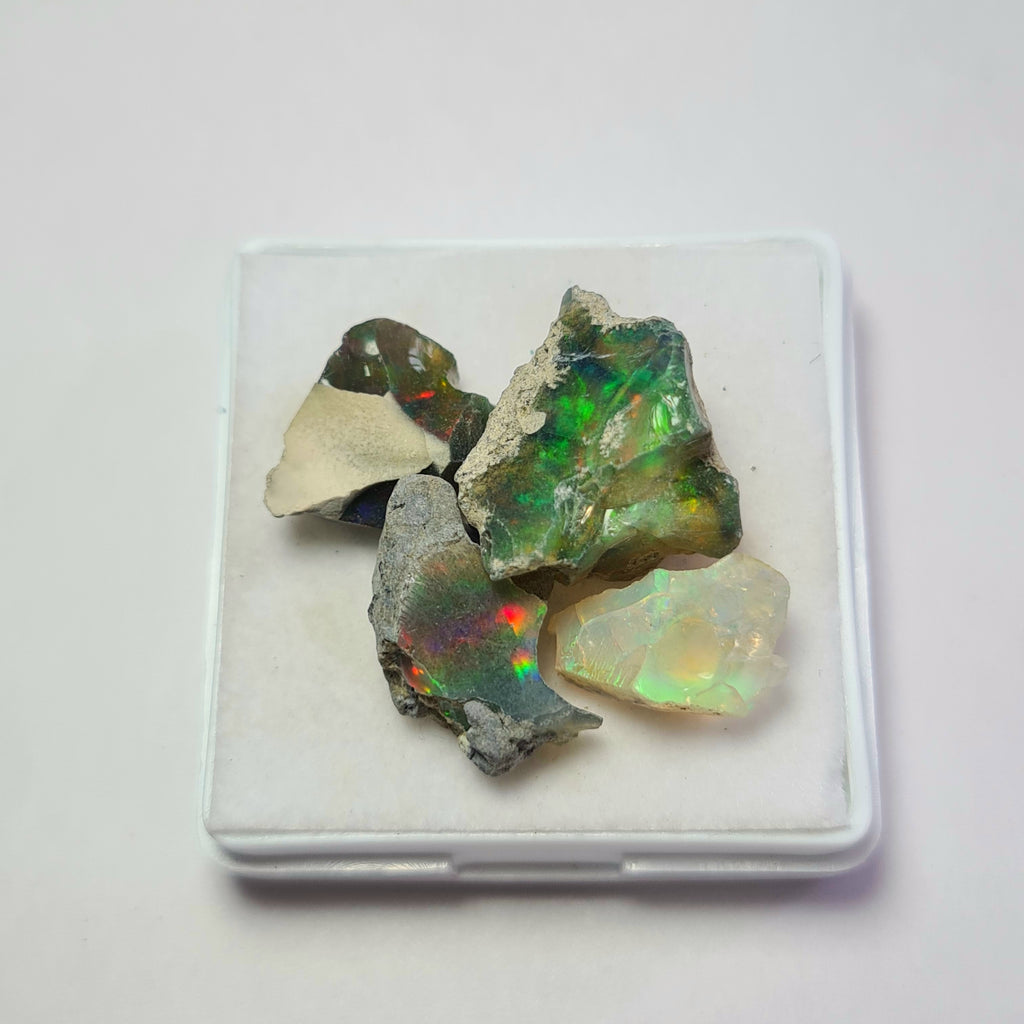 4 Pcs Natural Black Opal Rough | Size: 14-18mm