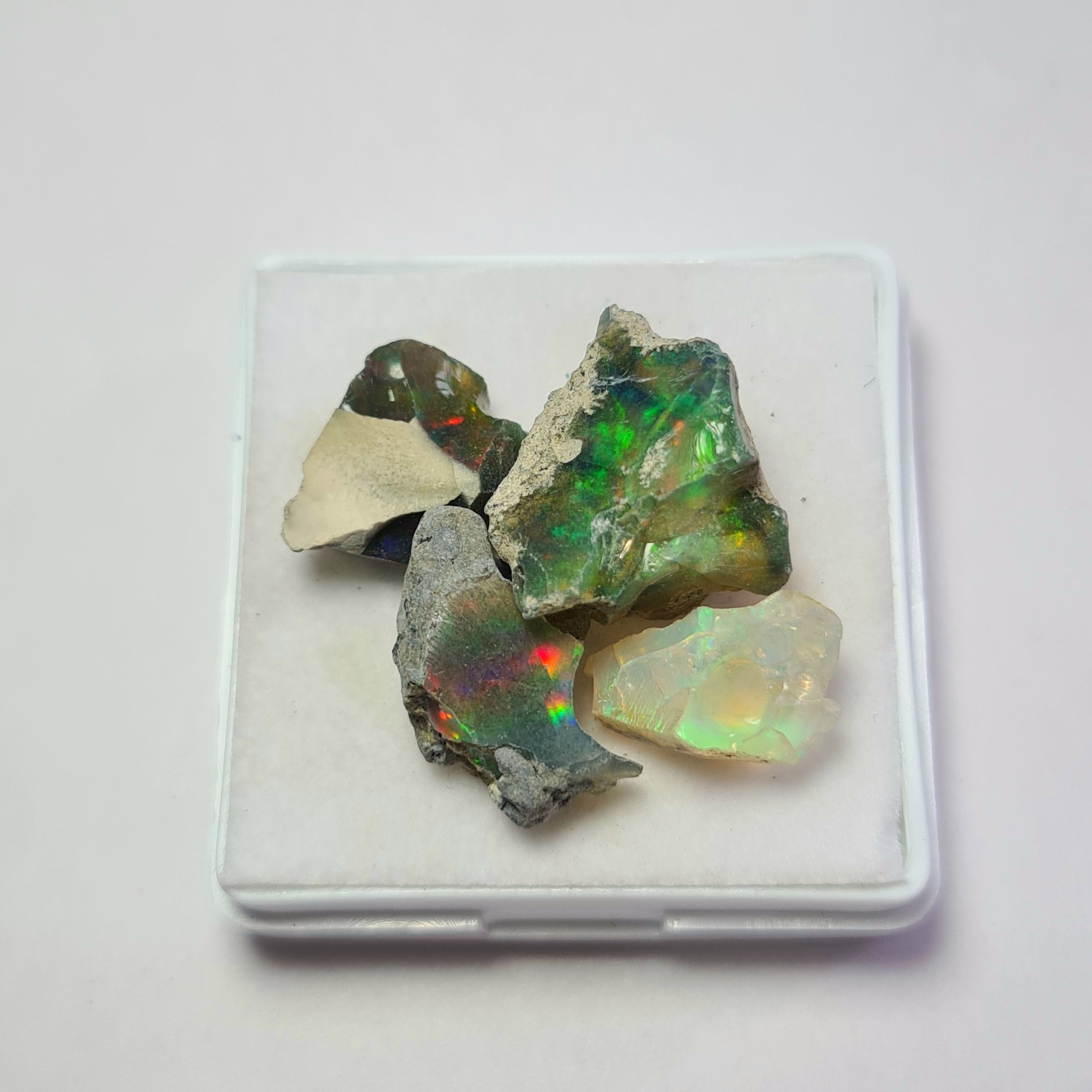 4 Pcs Natural Black Opal Rough | Size: 14-18mm