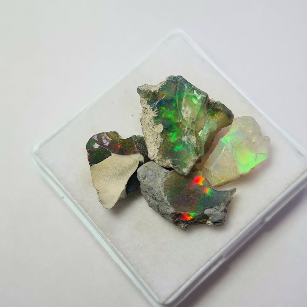 4 Pcs Natural Black Opal Rough | Size: 14-18mm