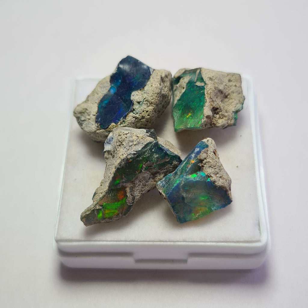 4 Pcs Natural Black Opal Rough | Size: 13-22mm