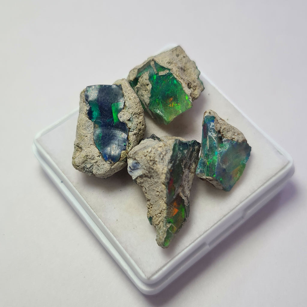 4 Pcs Natural Black Opal Rough | Size: 13-22mm