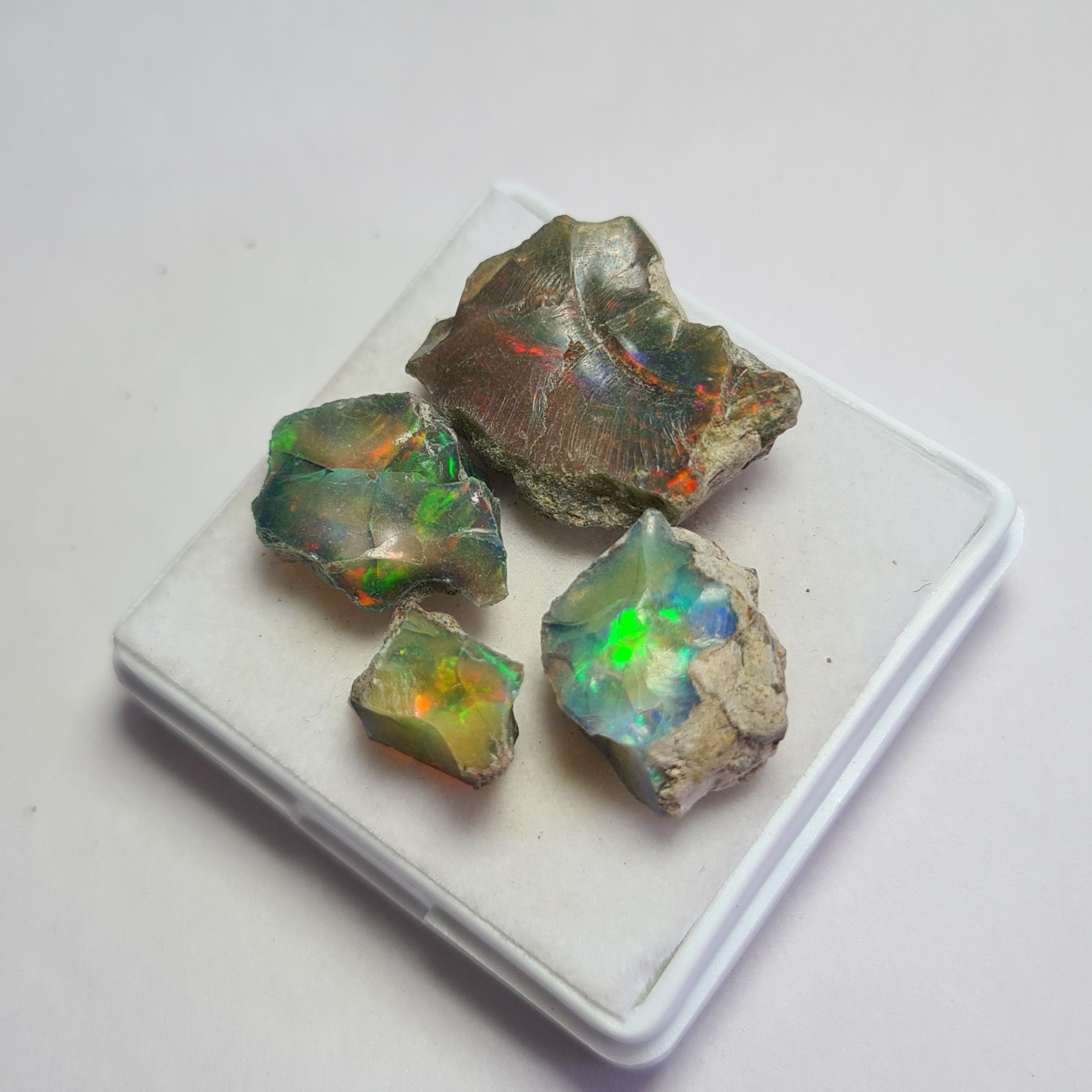 4 Pcs Natural Black Opal Rough | Size: 9-21mm