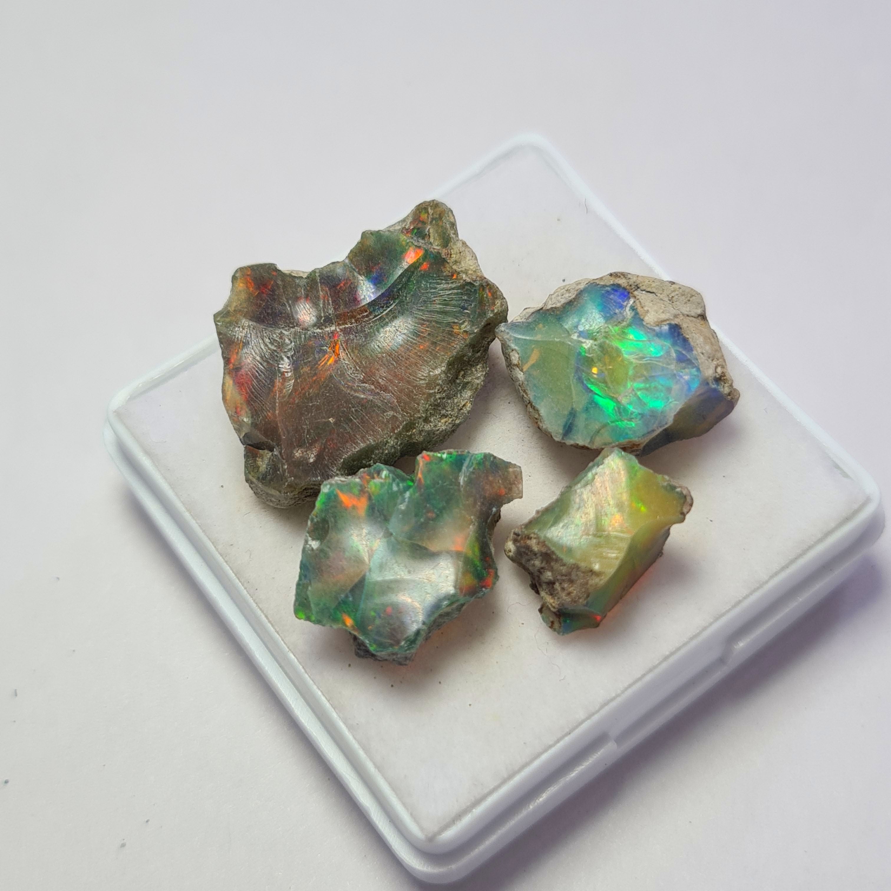 4 Pcs Natural Black Opal Rough | Size: 9-21mm