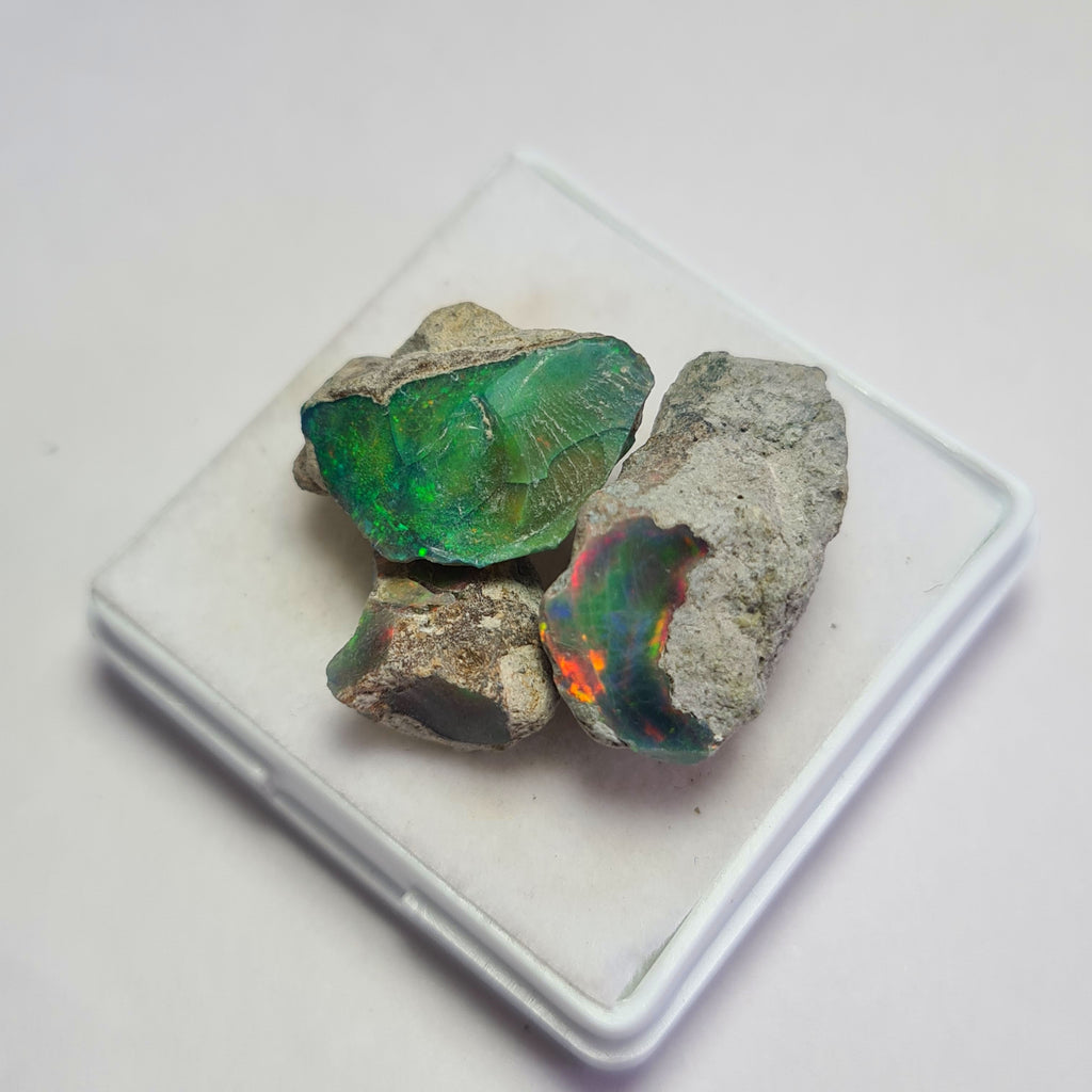 3 Pcs Natural Black Opal Rough | Size: 12-25mm