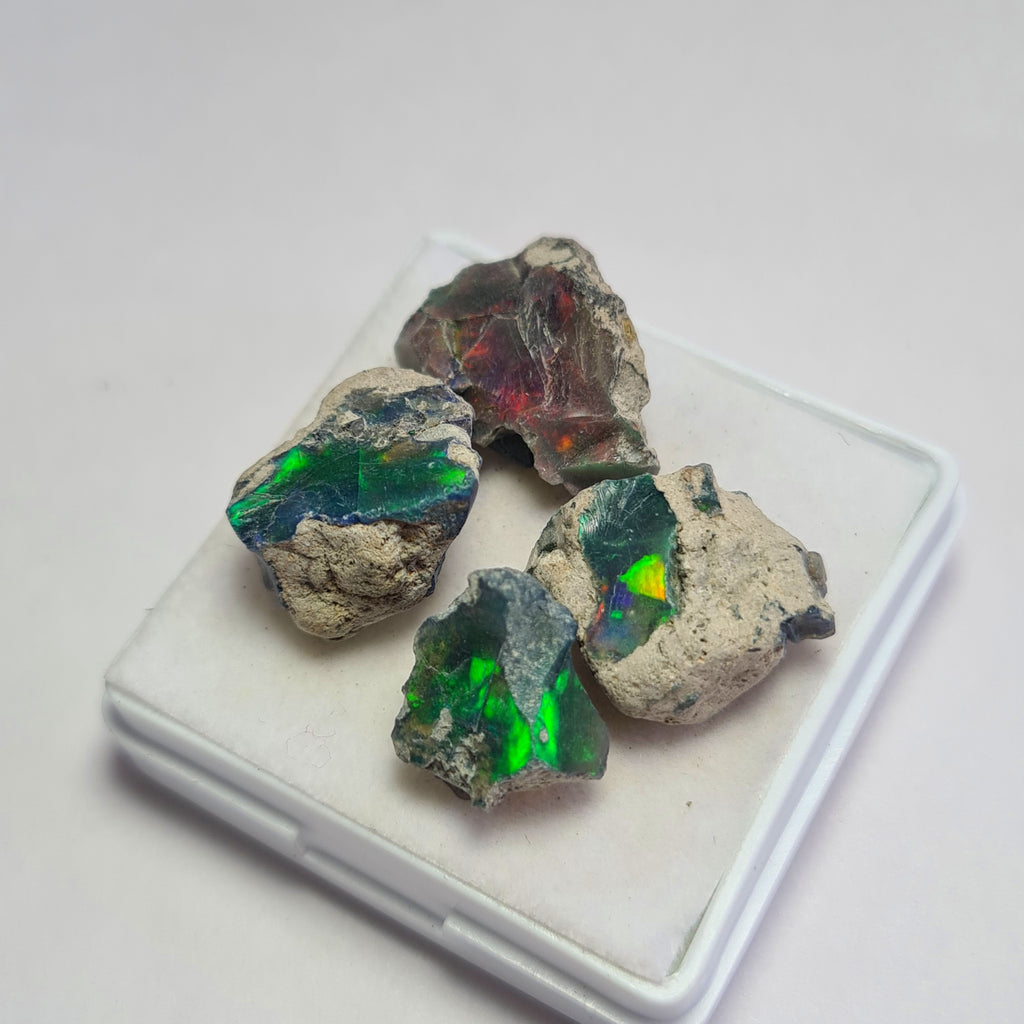 4 Pcs Natural Black Opal Rough | Size: 13-18mm