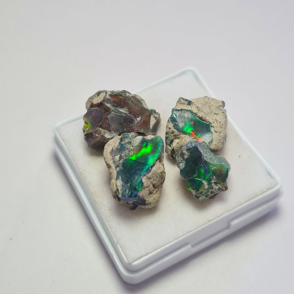 4 Pcs Natural Black Opal Rough | Size: 13-18mm