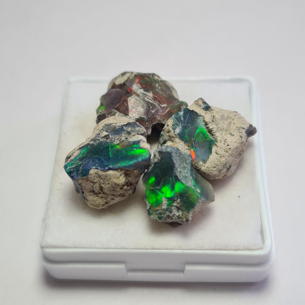 4 Pcs Natural Black Opal Rough | Size: 13-18mm