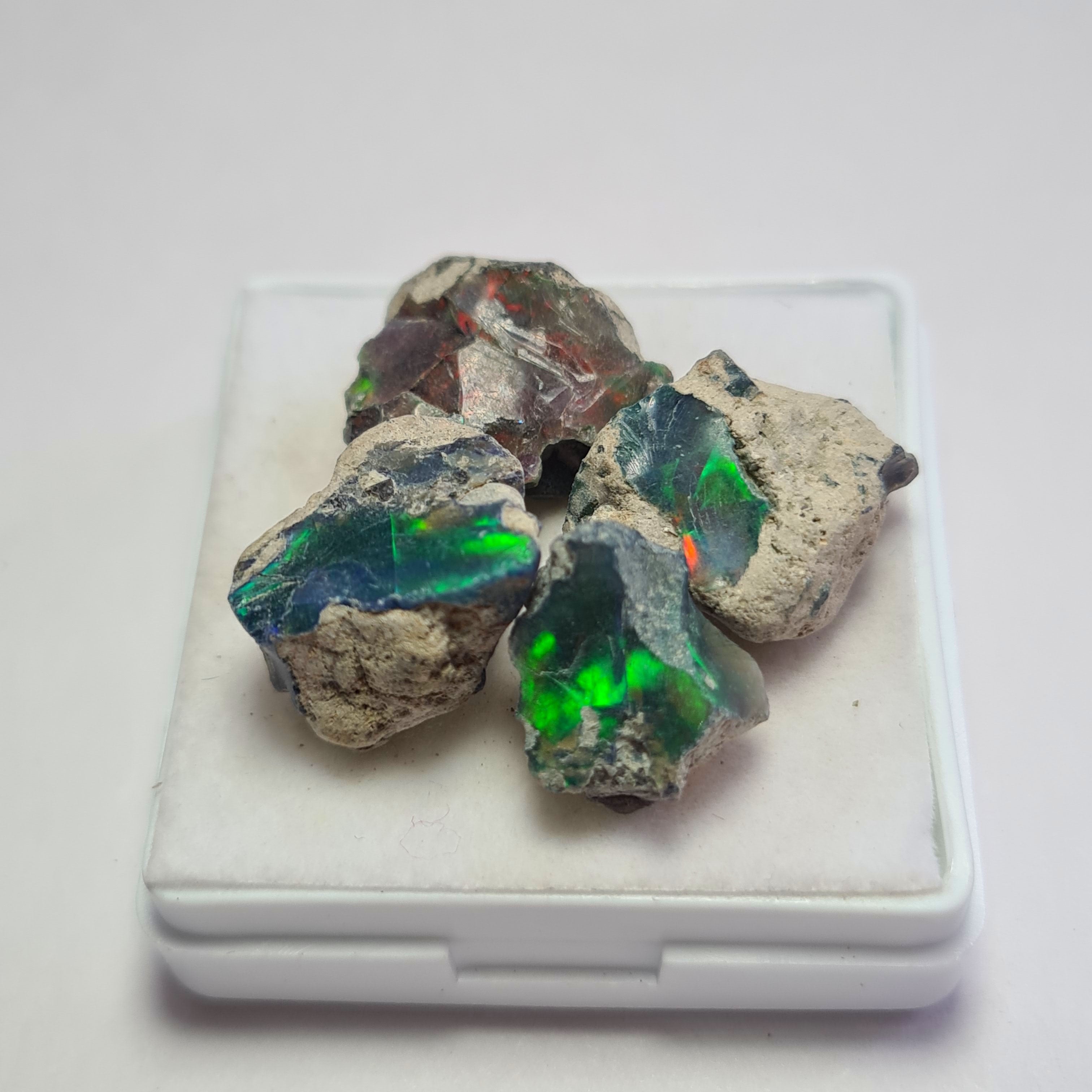 4 Pcs Natural Black Opal Rough | Size: 13-18mm