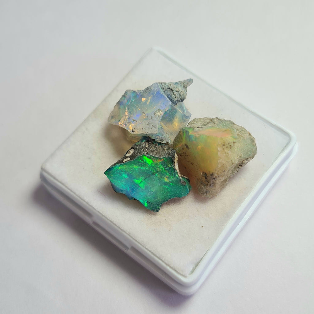 3 Pcs Natural Black Opal Rough | Size: 14-19mm