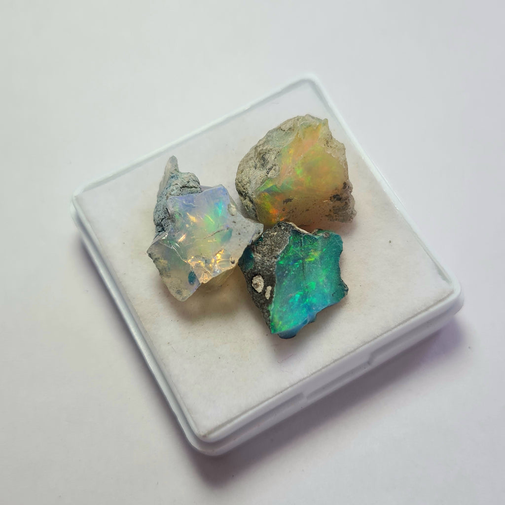 3 Pcs Natural Black Opal Rough | Size: 14-19mm