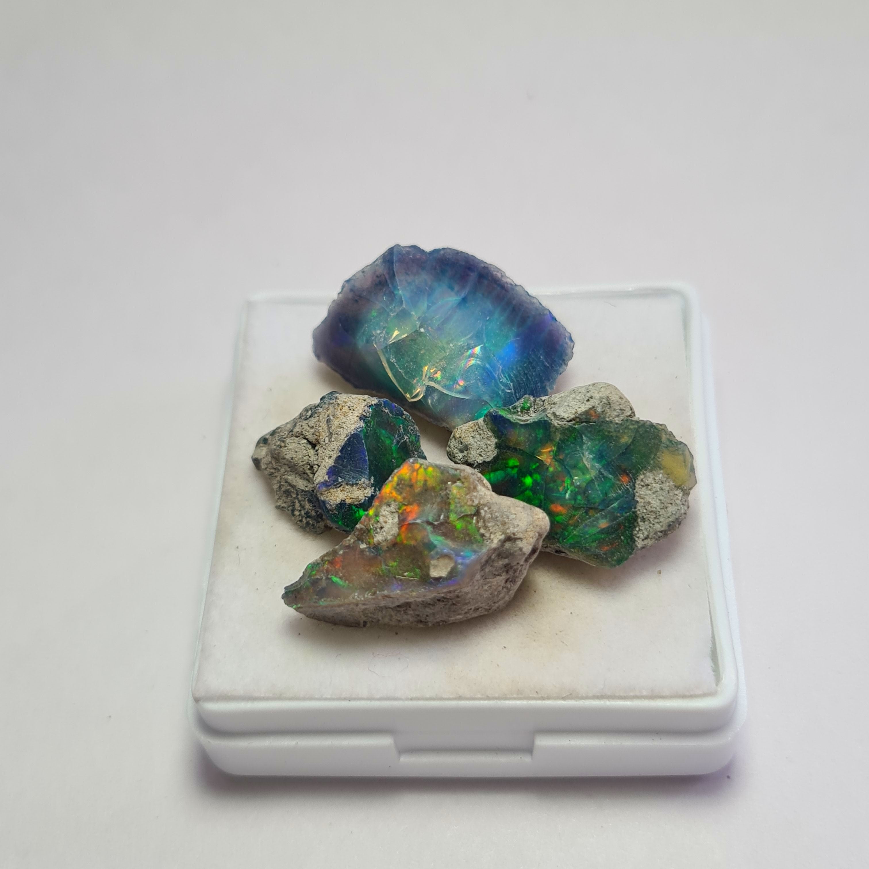 4 Pcs Natural Black Opal Rough | Size: 13-20mm