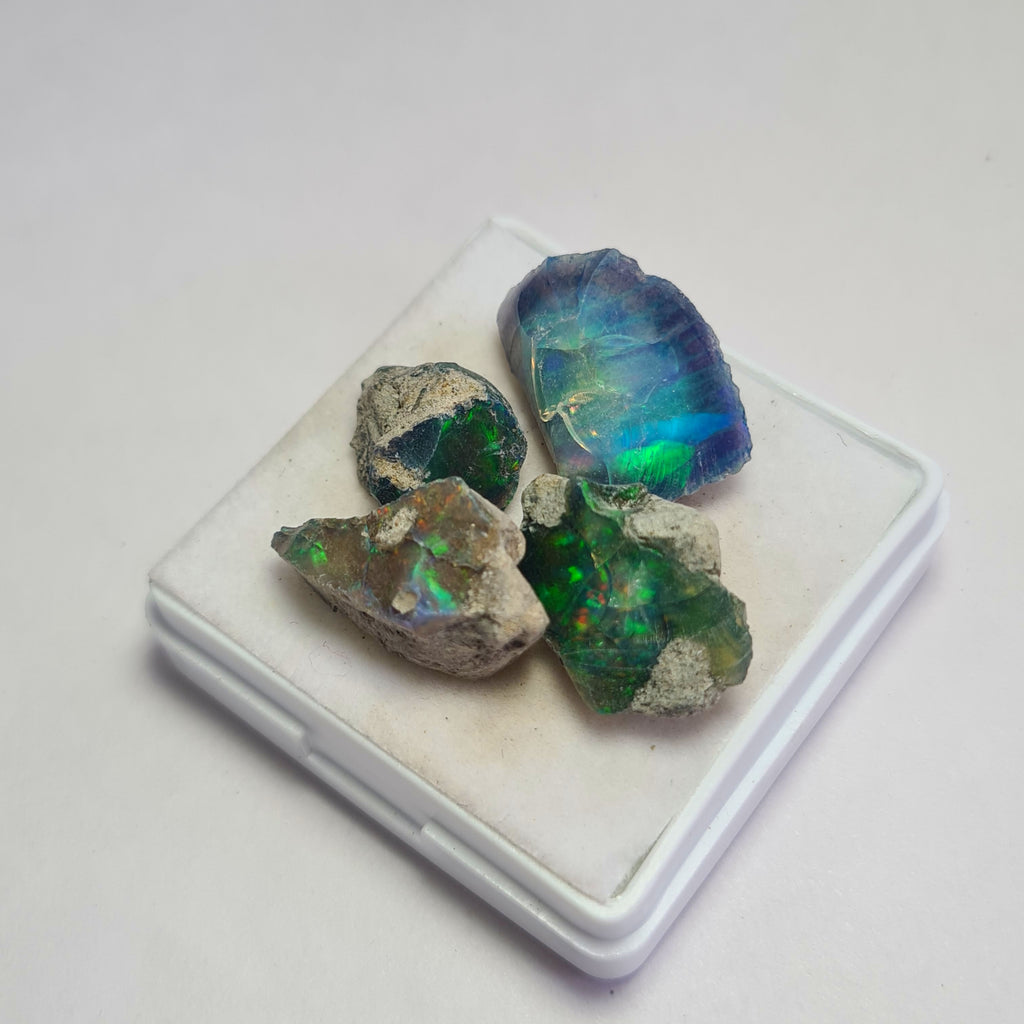 4 Pcs Natural Black Opal Rough | Size: 13-20mm