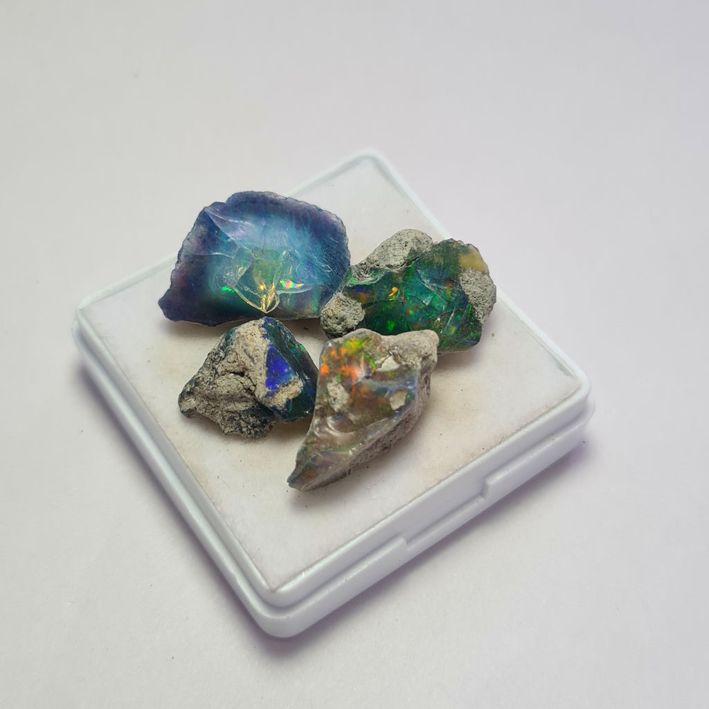 4 Pcs Natural Black Opal Rough | Size: 13-20mm