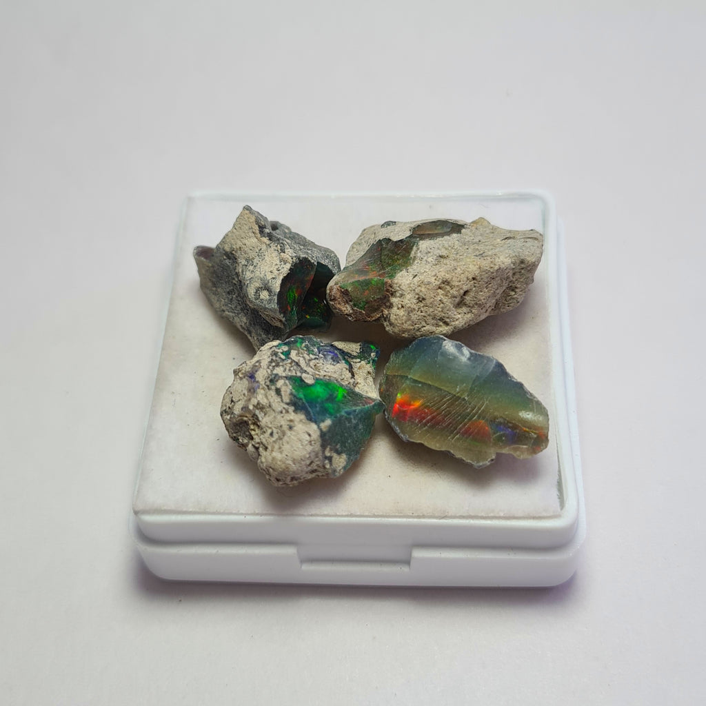 4 Pcs Natural Black Opal Rough | Size: 14-20mm