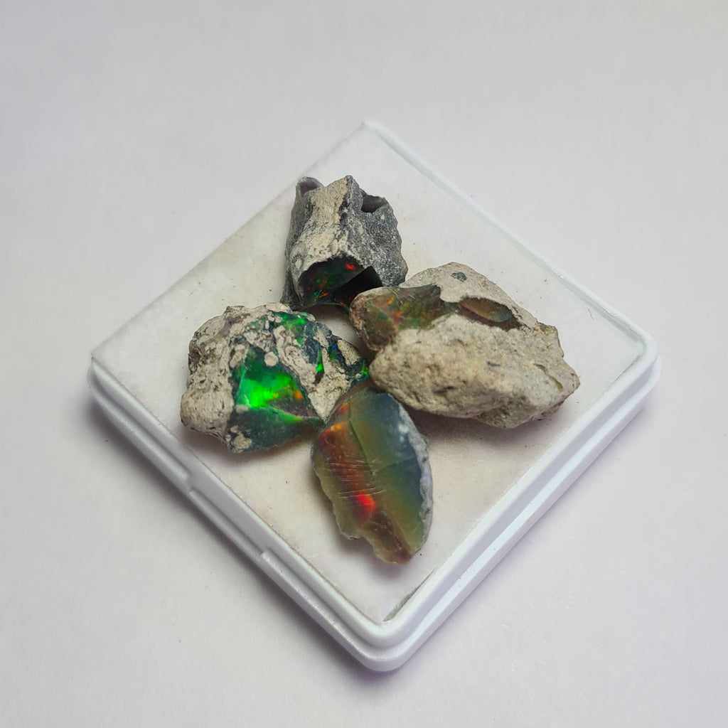 4 Pcs Natural Black Opal Rough | Size: 14-20mm