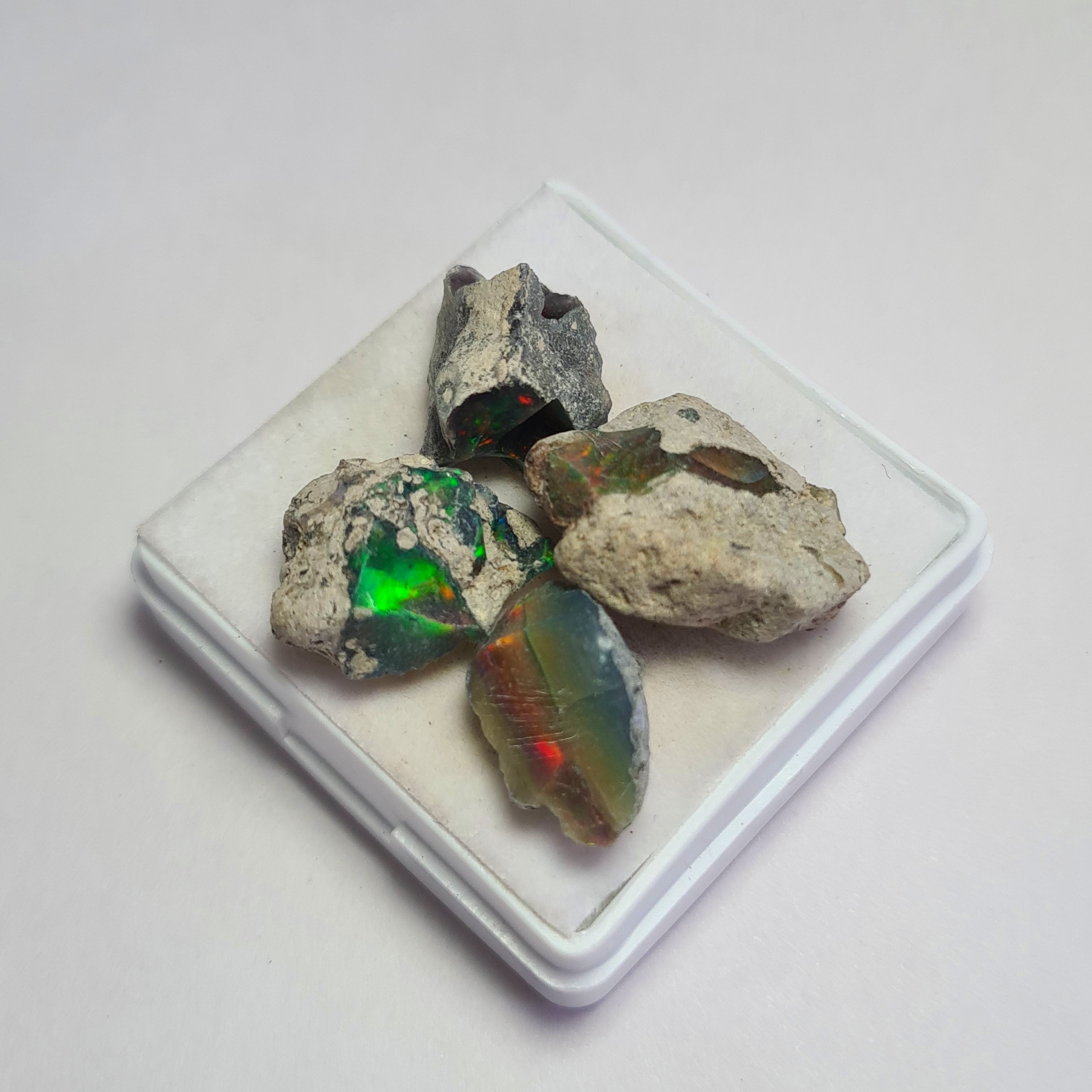 4 Pcs Natural Black Opal Rough | Size: 14-20mm