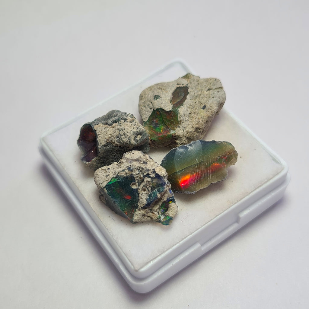 4 Pcs Natural Black Opal Rough | Size: 14-20mm
