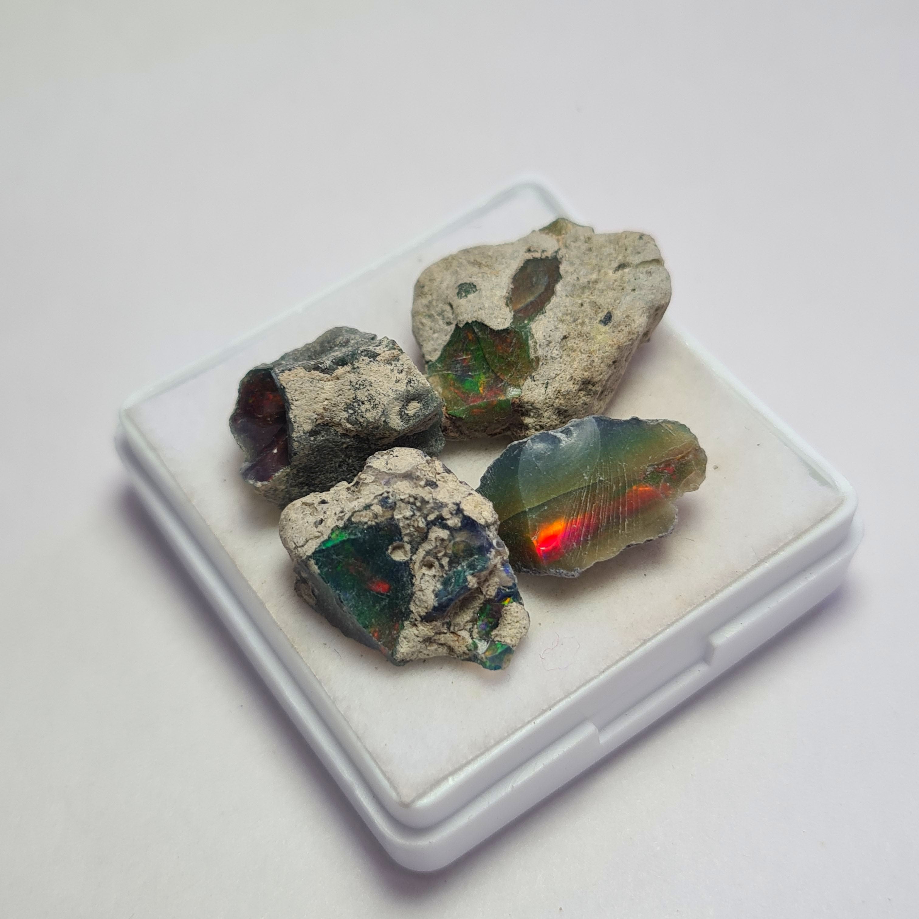 4 Pcs Natural Black Opal Rough | Size: 14-20mm